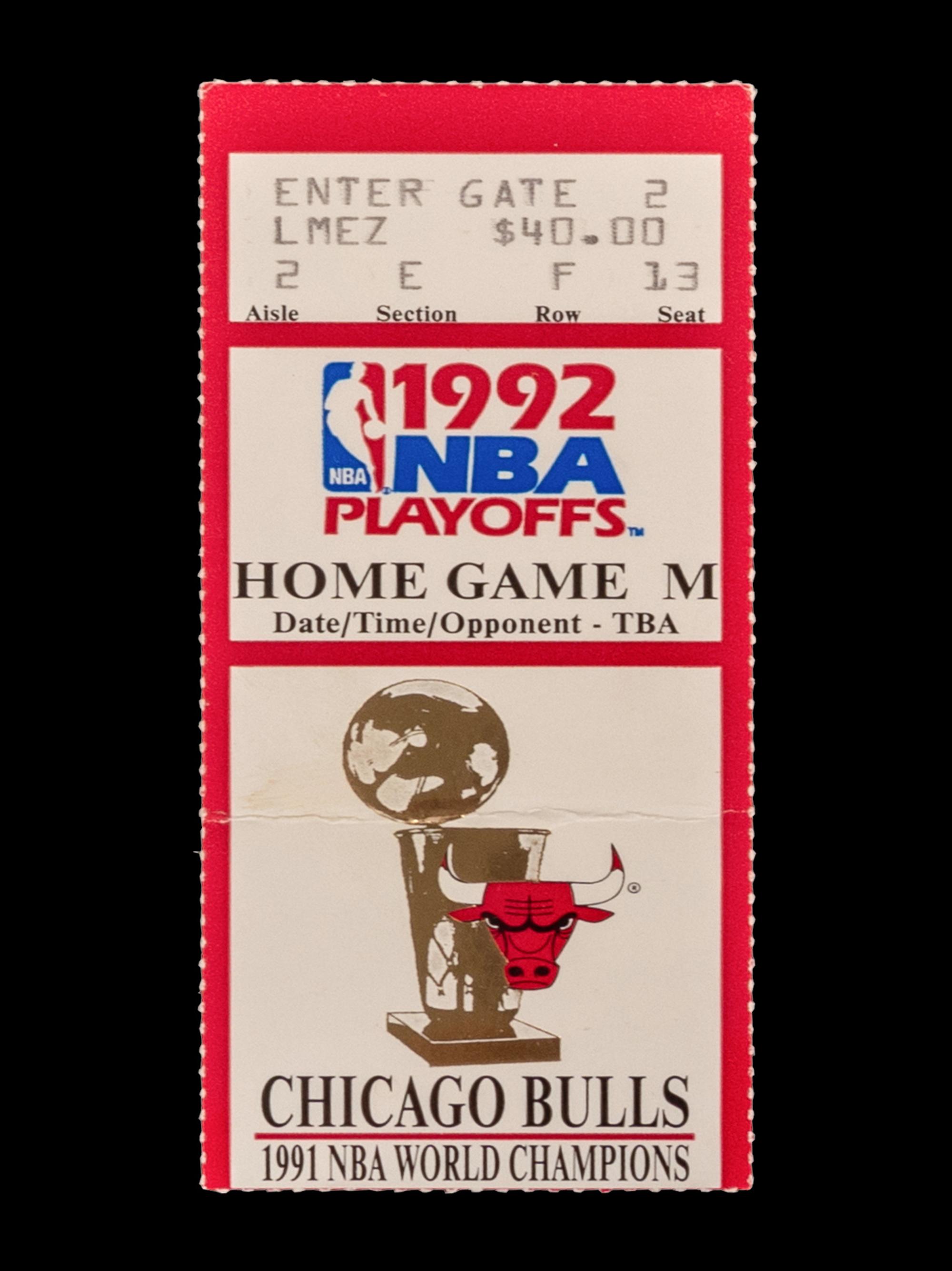 A 1992 Chicago Bulls vs. Portland Trail Blazers NBA Finals Game 6 Ticket Stub (Michael Jordan and Bulls Win Second NBA Championship)