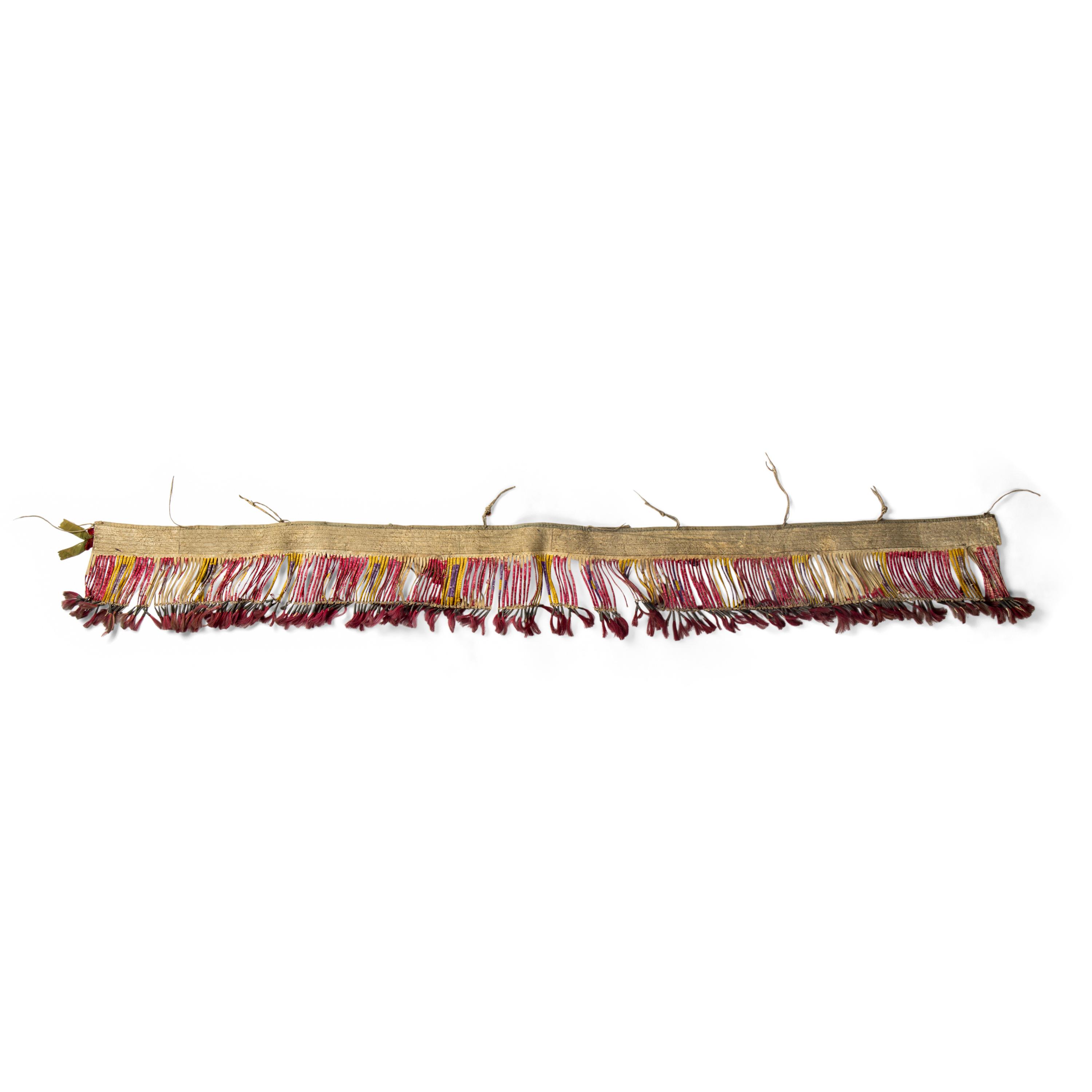 Sioux Beaded and Quilled Hide Strip, Possibly a Wrap for a Drum