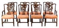 A Set of Eight George III Style Mahogany Dining Chairs Height 39 1/4 inches.