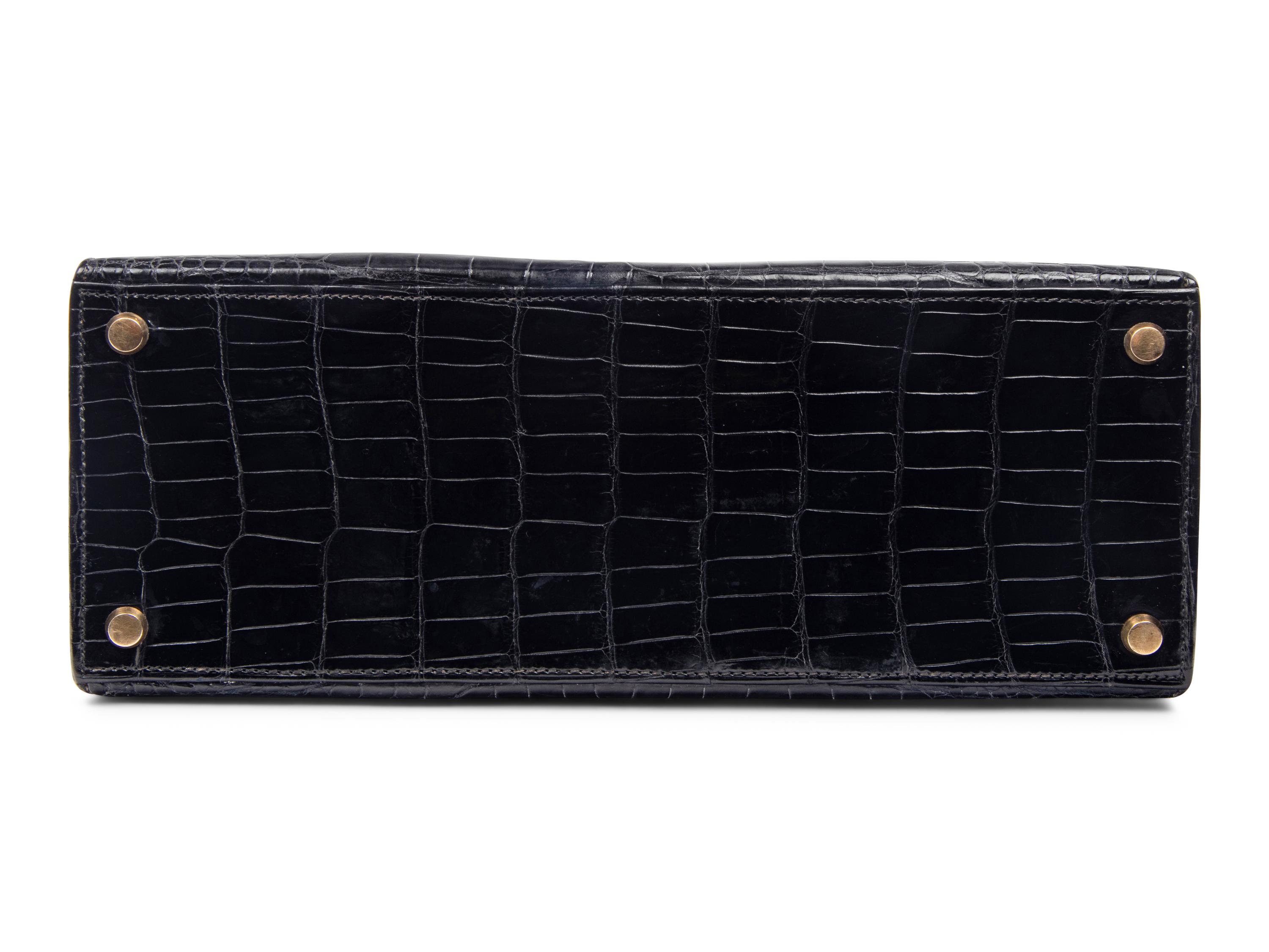 Hermès 28cm Black Porosus Crocodile Bag, 1960s