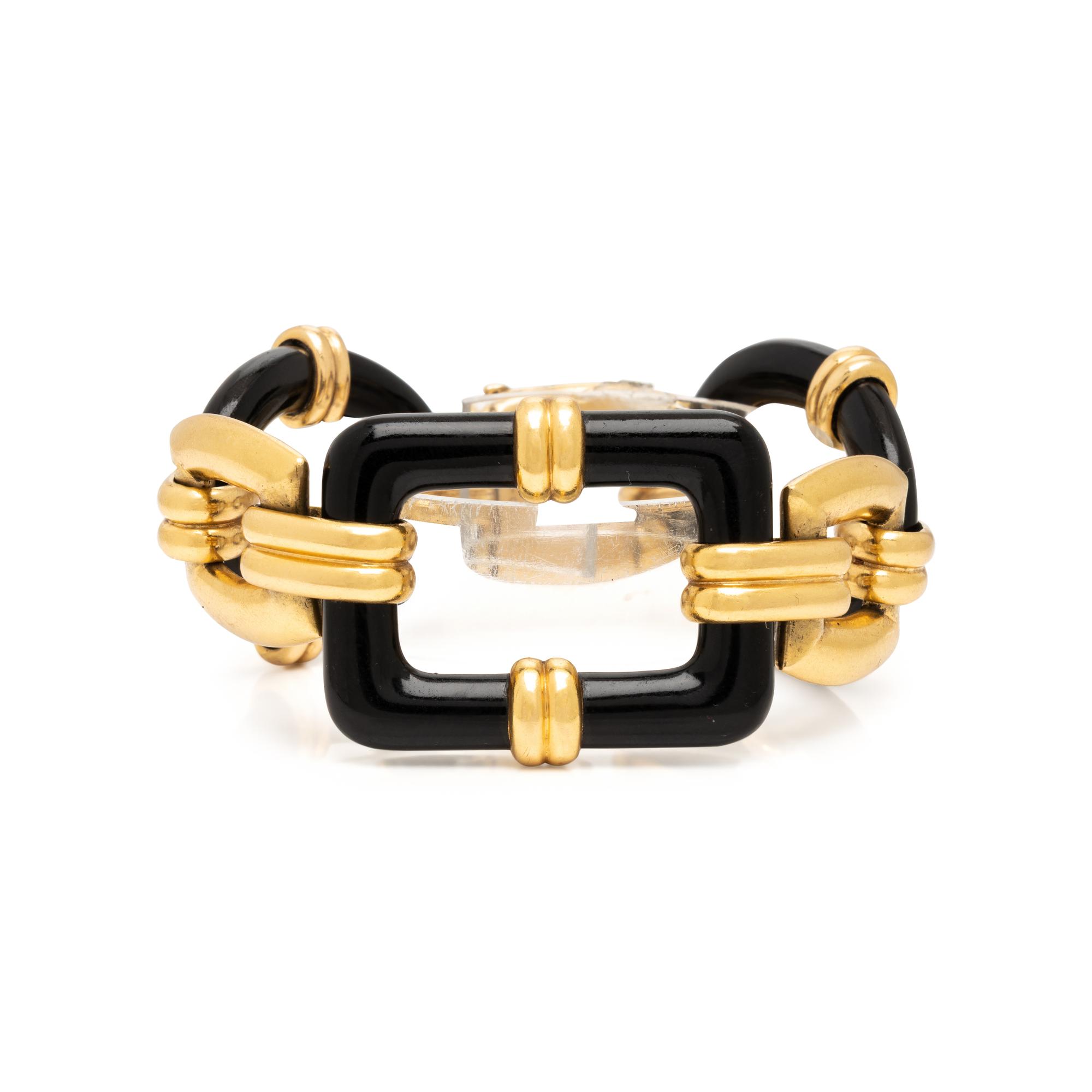 Marzo Paris, Georges L'Enfant, Onyx and Yellow Gold Link Bracelet
