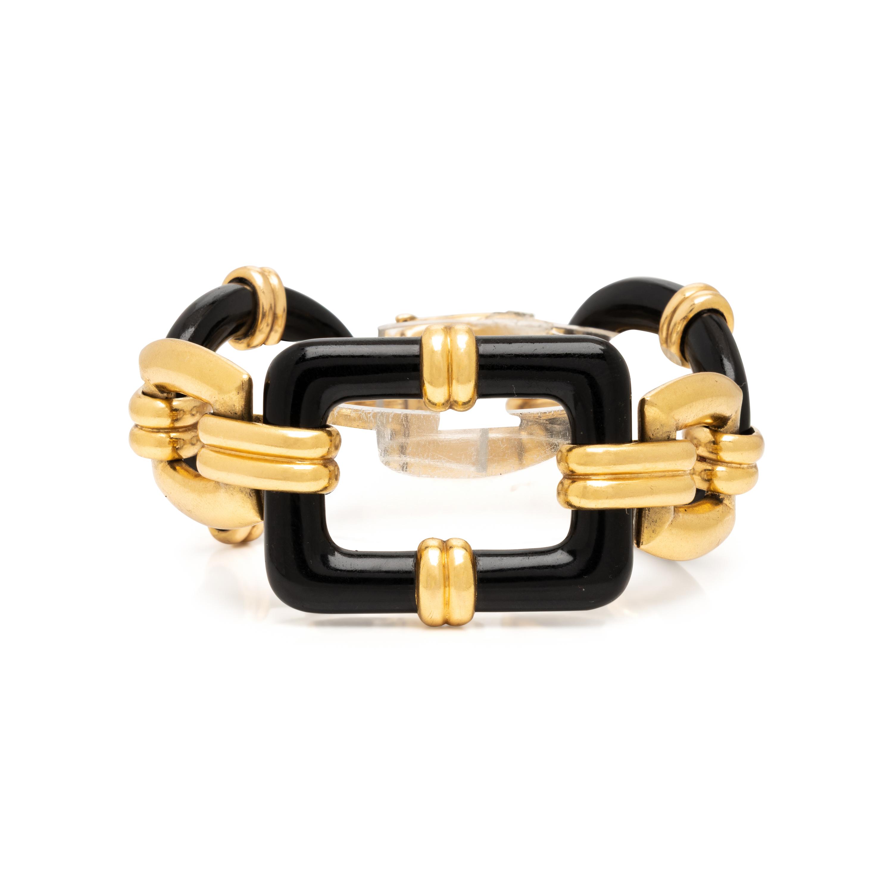 Marzo Paris, Georges L'Enfant, Onyx and Yellow Gold Link Bracelet