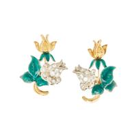 OSCAR HEYMAN, YELLOW DIAMOND AND DIAMOND ROSE EARRINGS