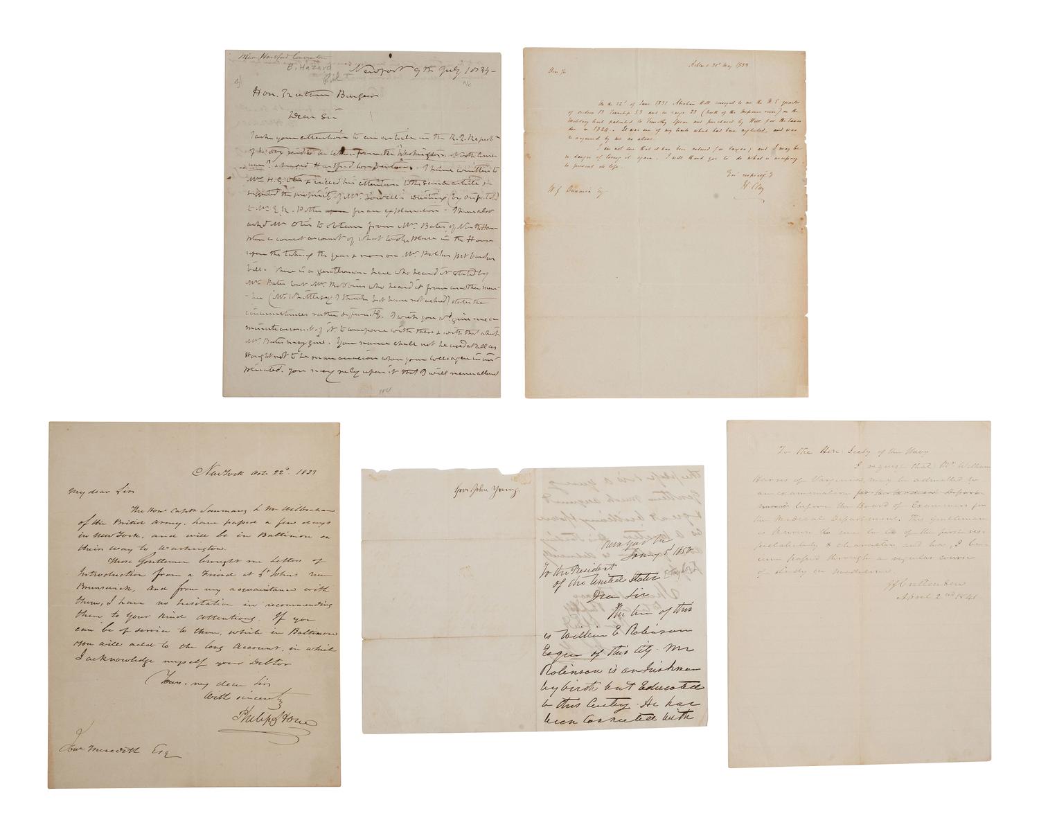 [POLITICS]. Autographs of Whig politicians including CLAY and STEVENS.