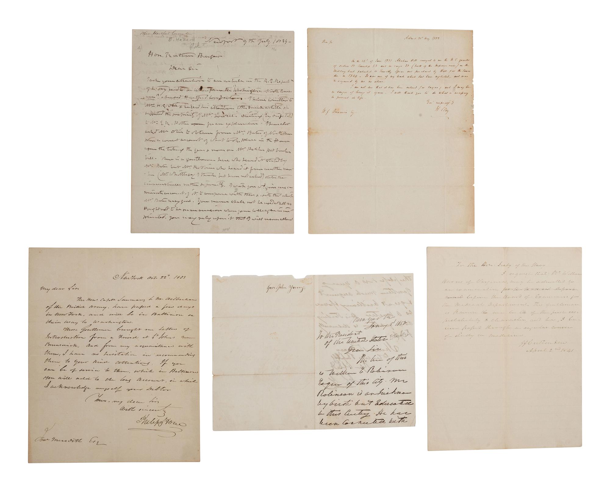 [POLITICS]. Autographs of Whig politicians including CLAY and STEVENS.