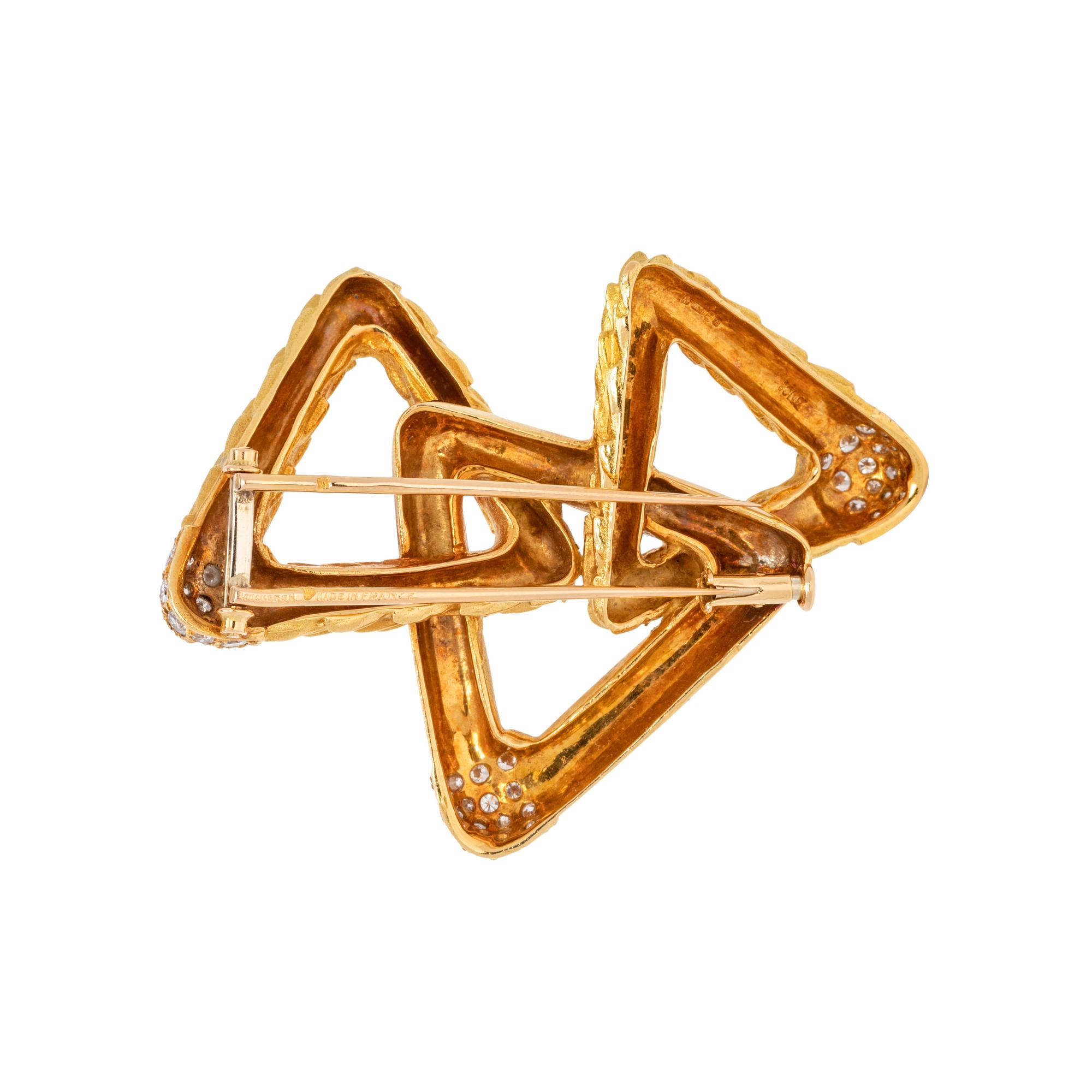 BOUCHERON, YELLOW GOLD AND DIAMOND BROOCH