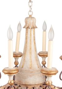 An Italian Painted Wood and Gilt Tole Ten-Light Chandelier