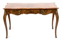 An Italian Louis XV Style Walnut Bureau Plat Height 27 1/2 x width 48 x depth 28 3/4 inches. — 19TH CENTURY