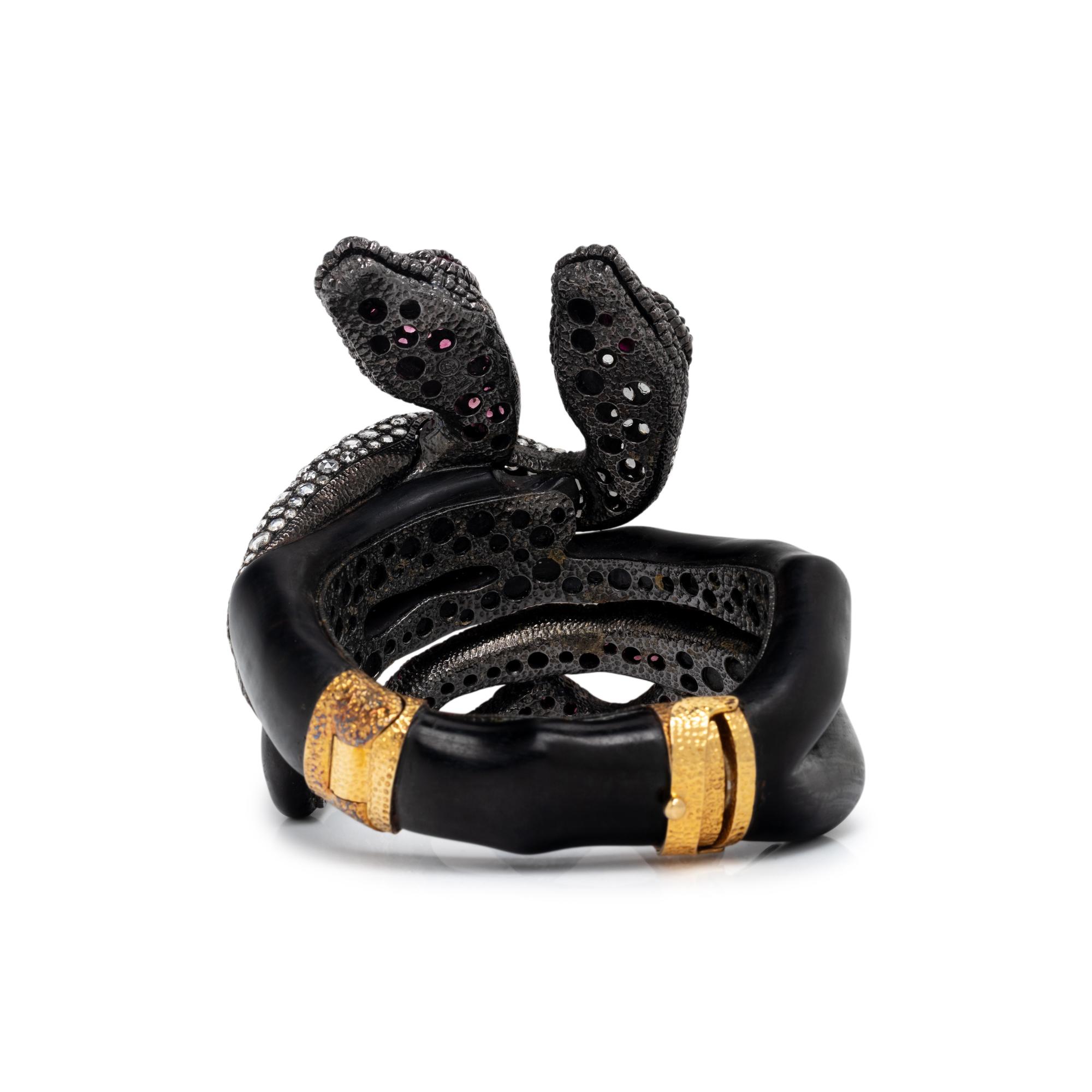 LOTUS ARTS DE VIVRE, MULTIGEM DOUBLE SNAKE BRACELET