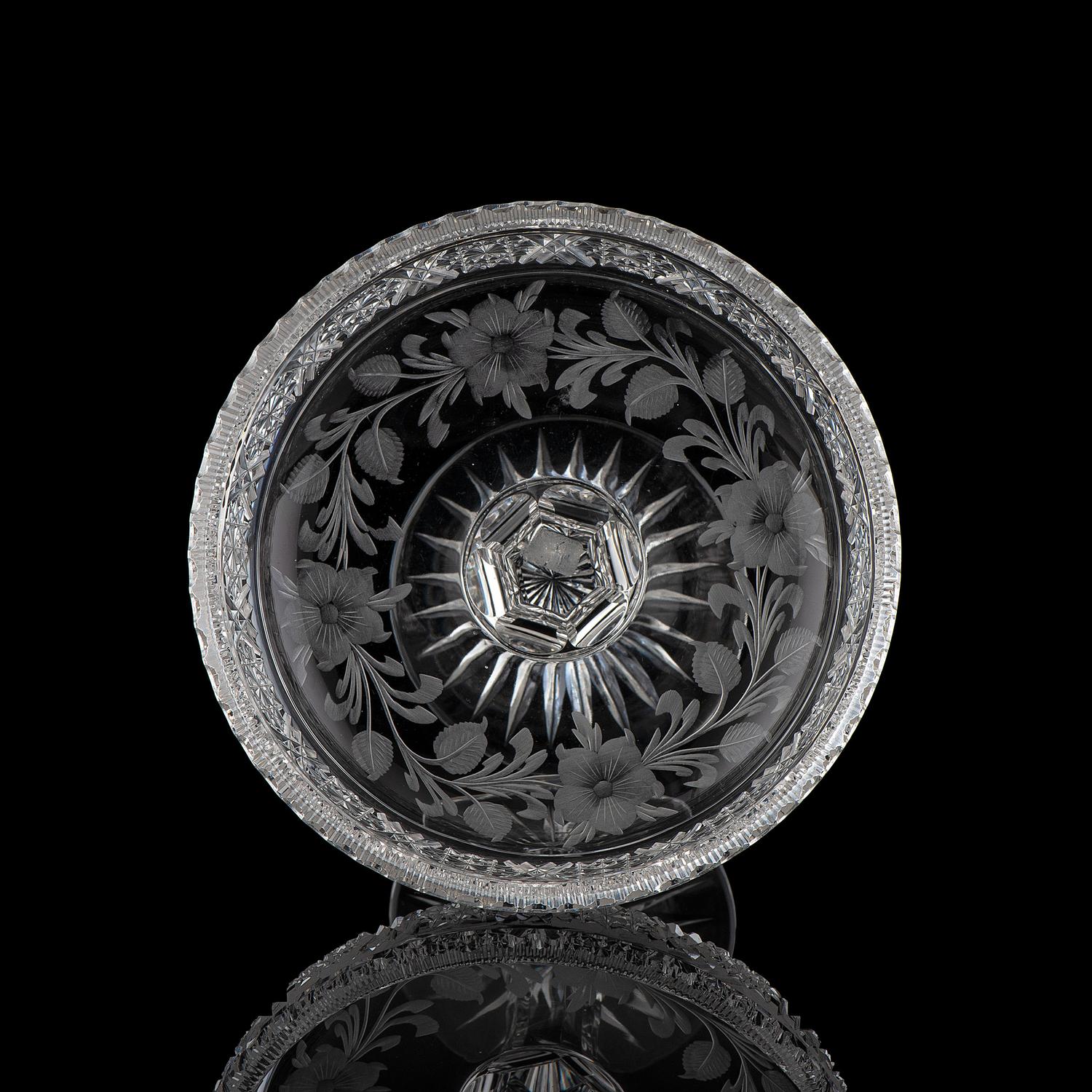 A Tuthill Cut Glass Compote with Primroses