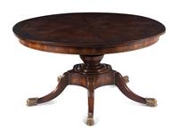 A Regency Style Rosewood and Burlwood Cross-Banded Mahogany Jupe Dining Table
