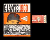 An April 12, 1960 San Francisco Giants Opening Game at Candlestick Park Ticket Stub and 1960 Yearbook