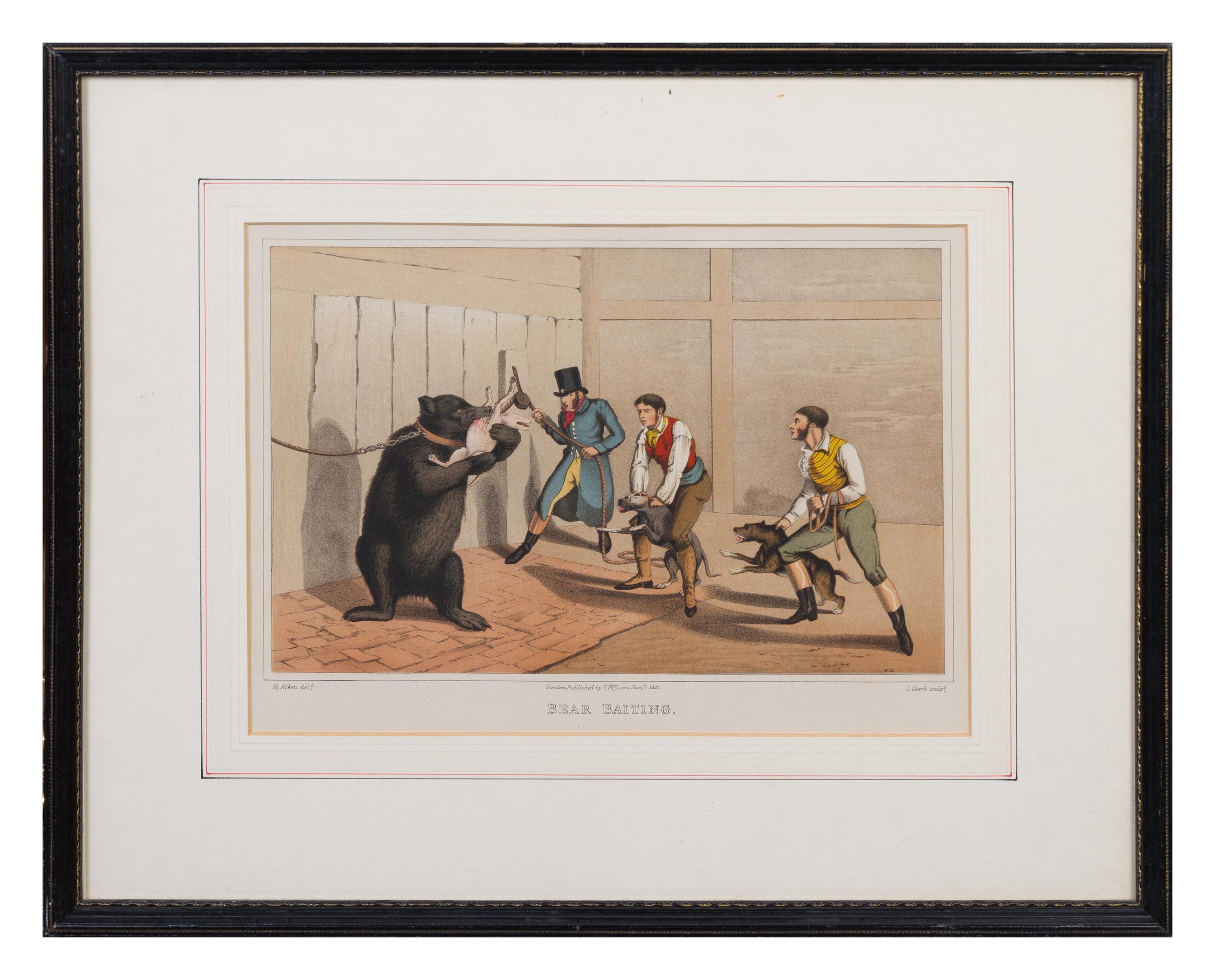 Two English Color Aquatints Height 16 1/4 x width 19 1/2 inches (framed).