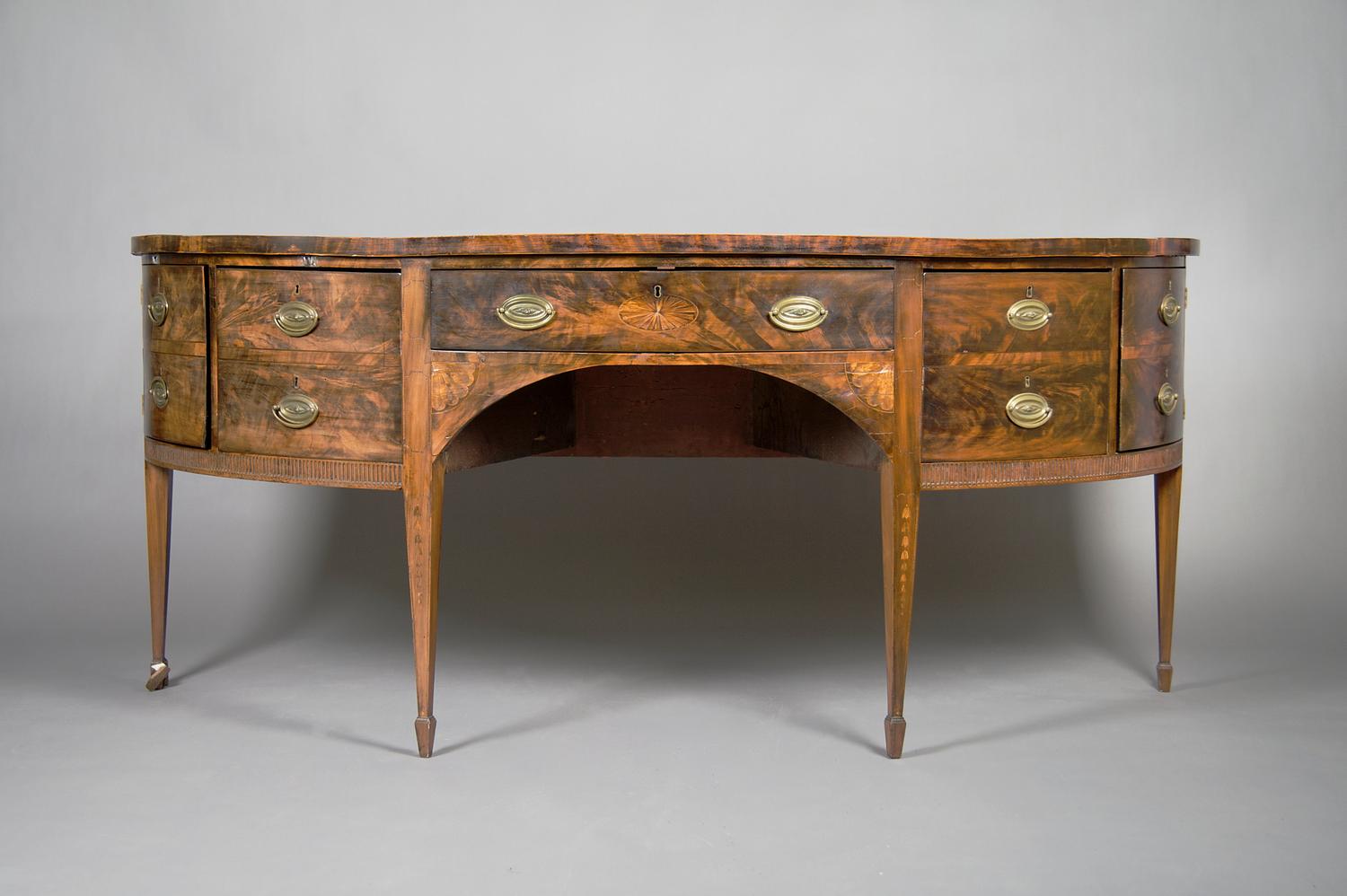 A Georgian Style Mahogany Sideboard, Height 35 1/4 x width 83 1/3 x depth 31 1/4 inches.