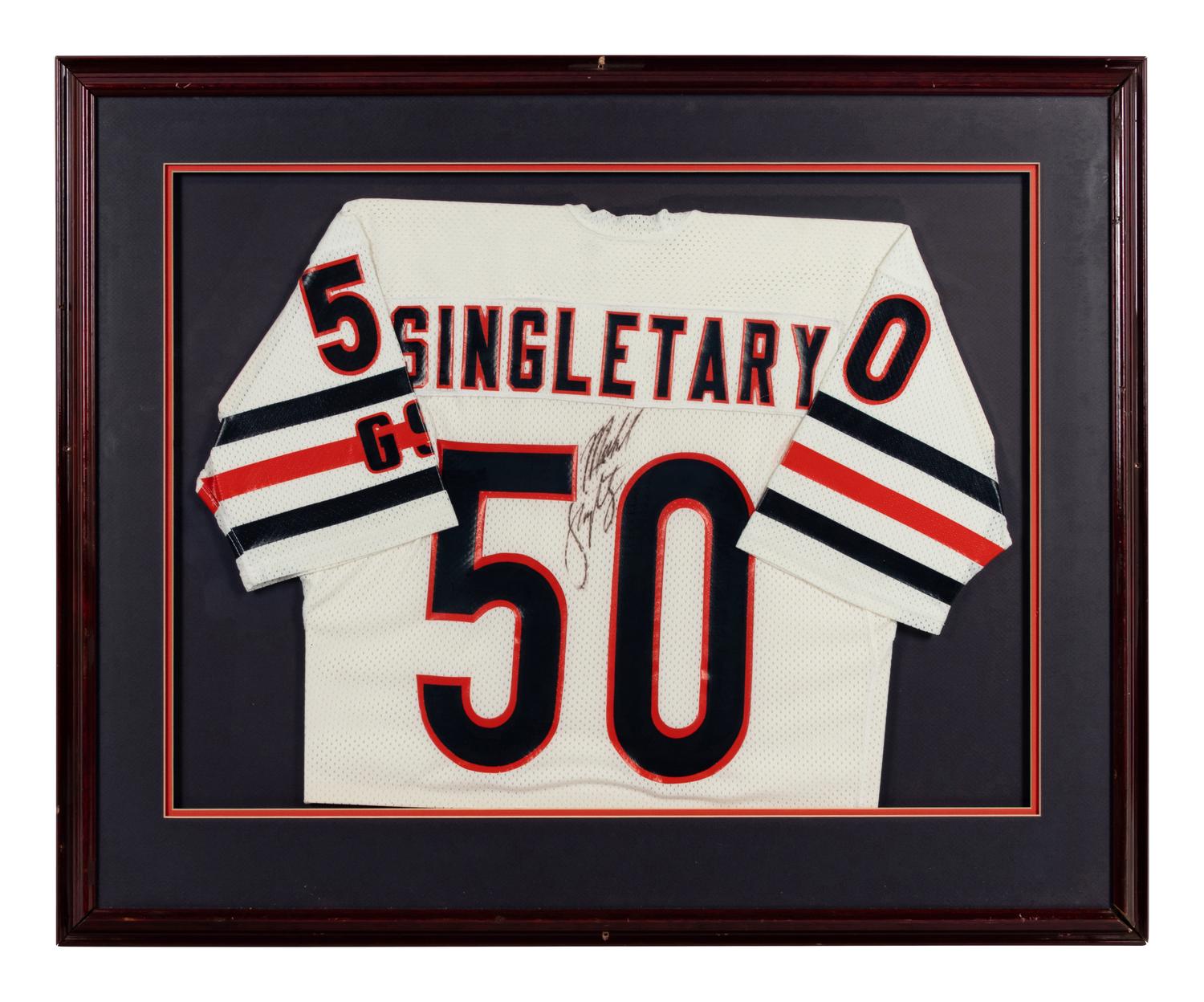 A Mike Singletary Signed Autograph Chicago Bears Jersey Presentation Formerly Displayed at Mike Ditka's Restaurant,