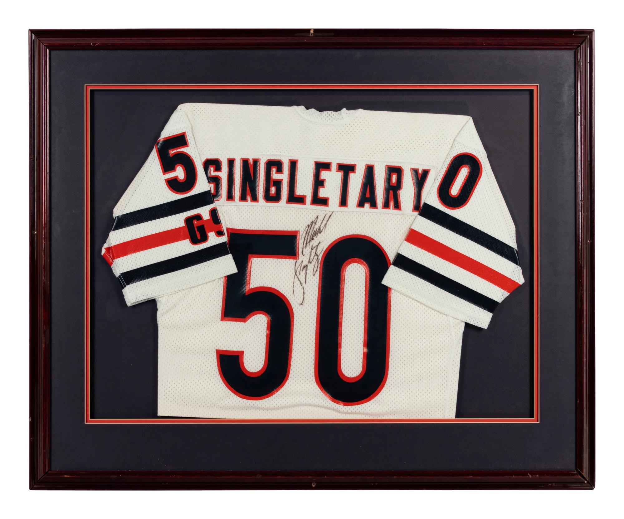 A Mike Singletary Signed Autograph Chicago Bears Jersey Presentation Formerly Displayed at Mike Ditka's Restaurant,