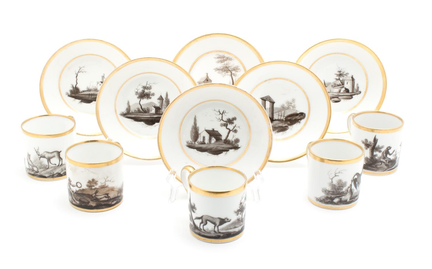 A Set of Five Russian Porcelain Cups and Six Saucers Diameter of saucer 5 inches. — GARDNER