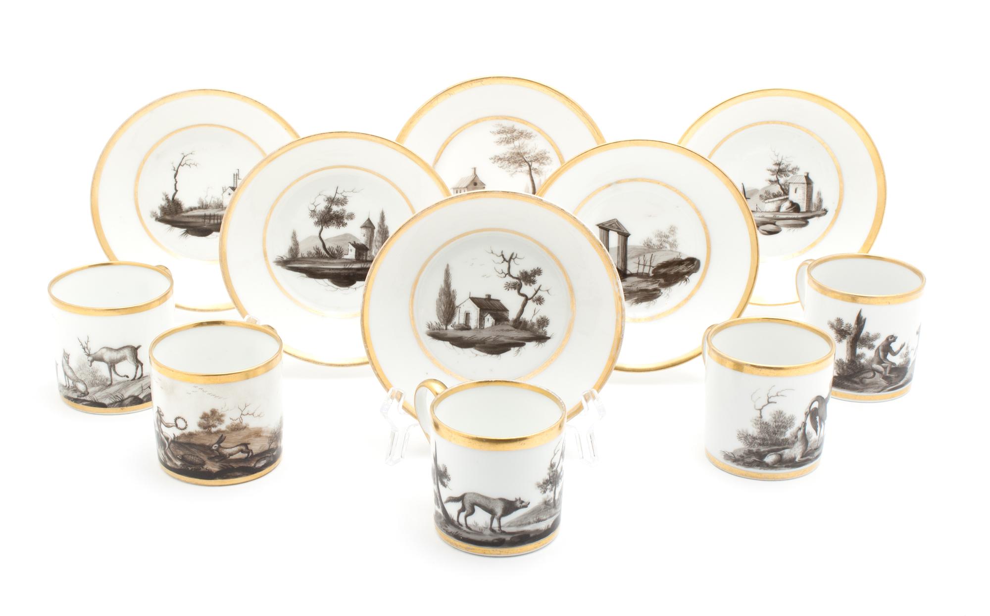 A Set of Five Russian Porcelain Cups and Six Saucers Diameter of saucer 5 inches. — GARDNER