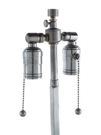 A Pair of Glass and Chromed Steel Table Lamps in the Style of Jean Michel Frank