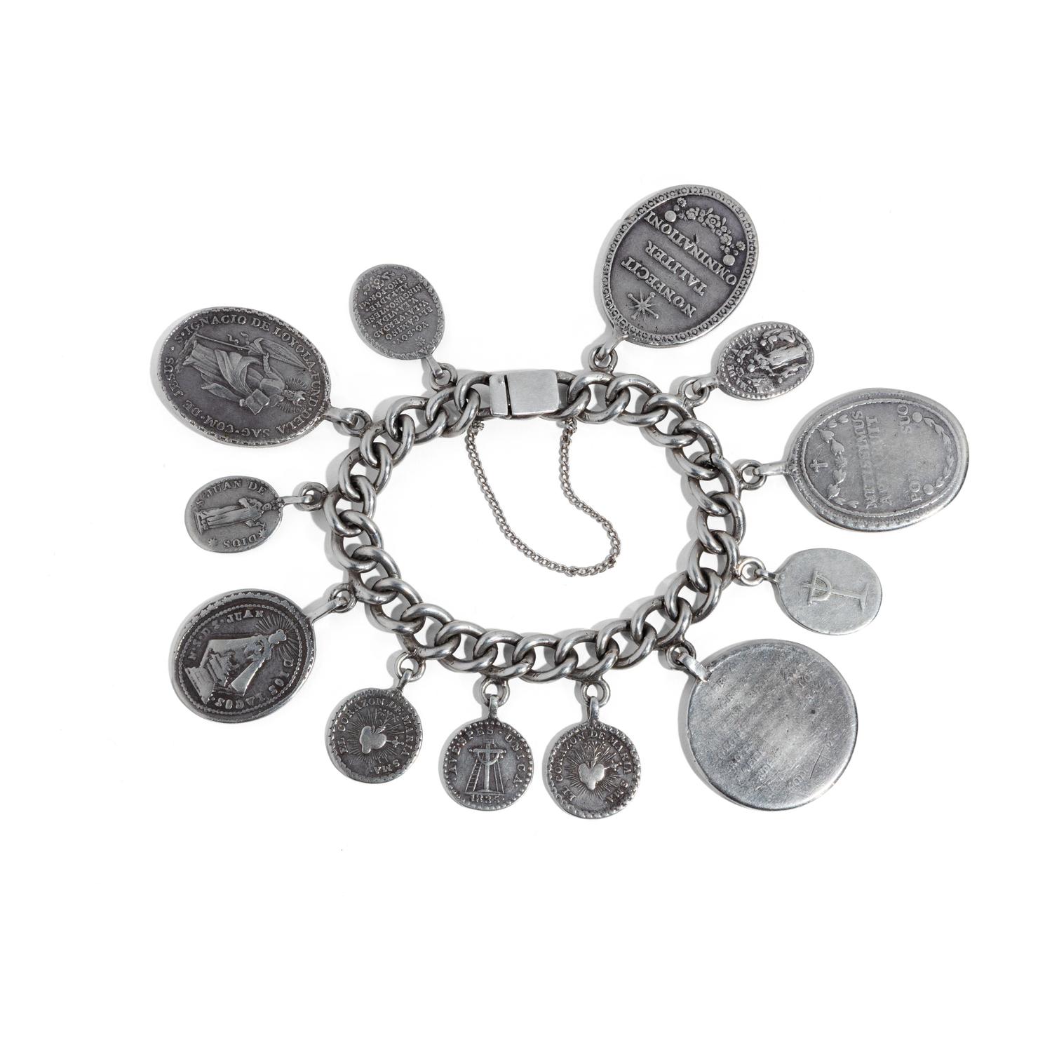 Spanish Colonial Religious Bracelet, with Silver Medals