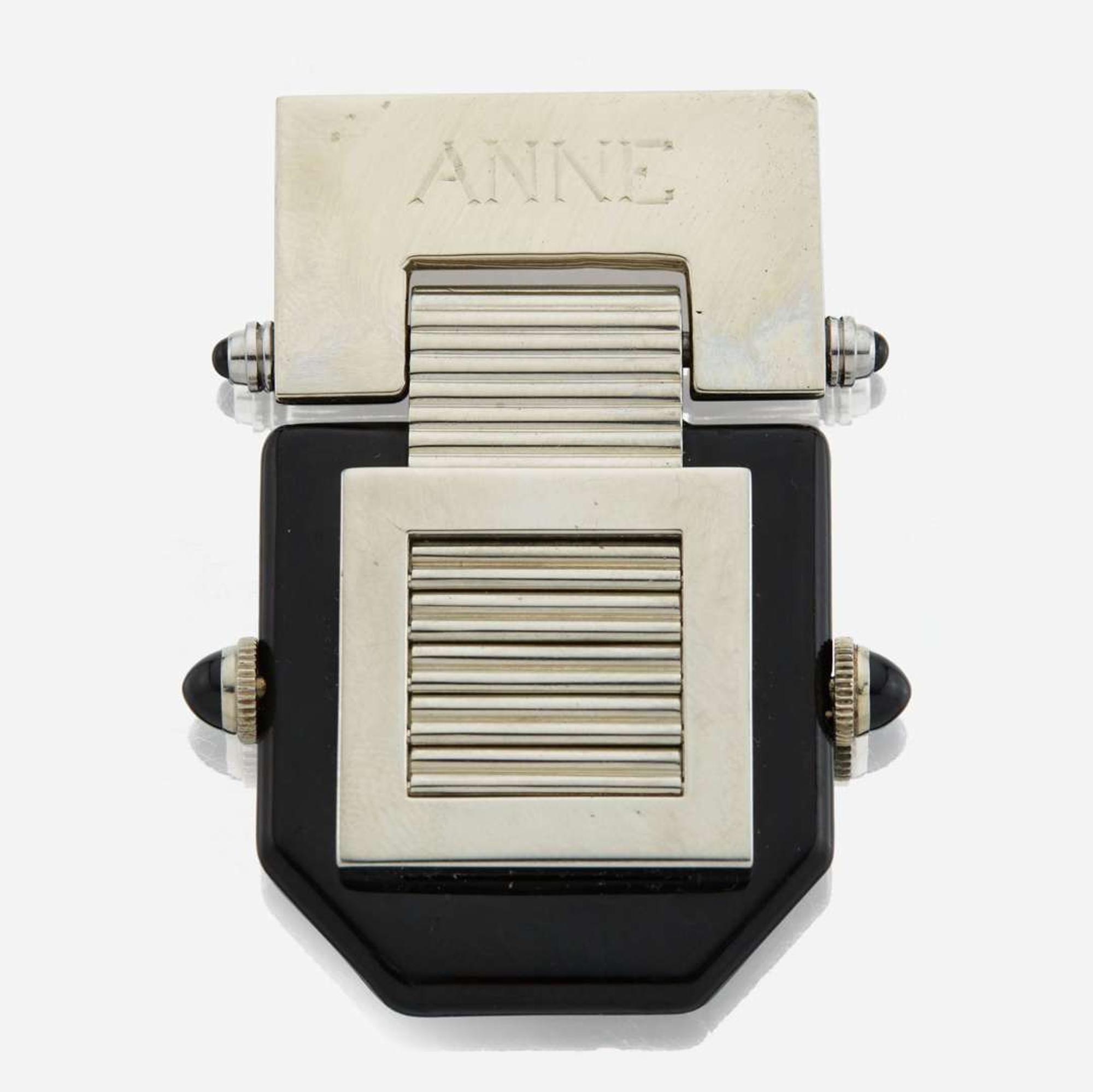 An Art Deco pin shutter gold watch, Verger Feres Louvre