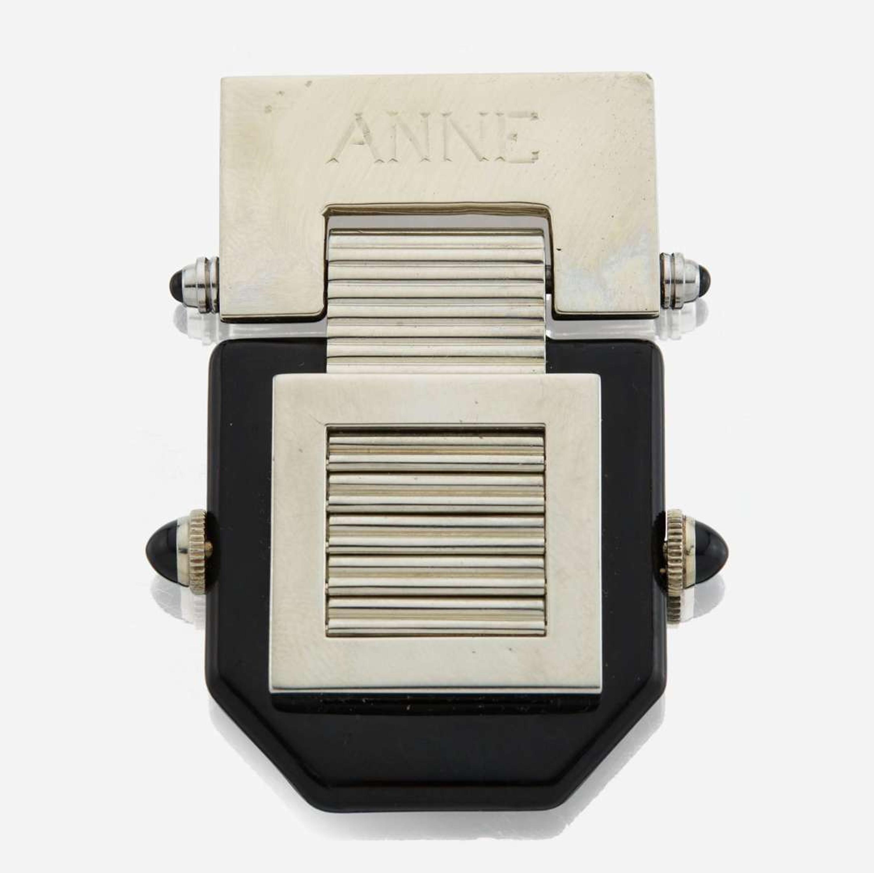 An Art Deco pin shutter gold watch, Verger Feres Louvre