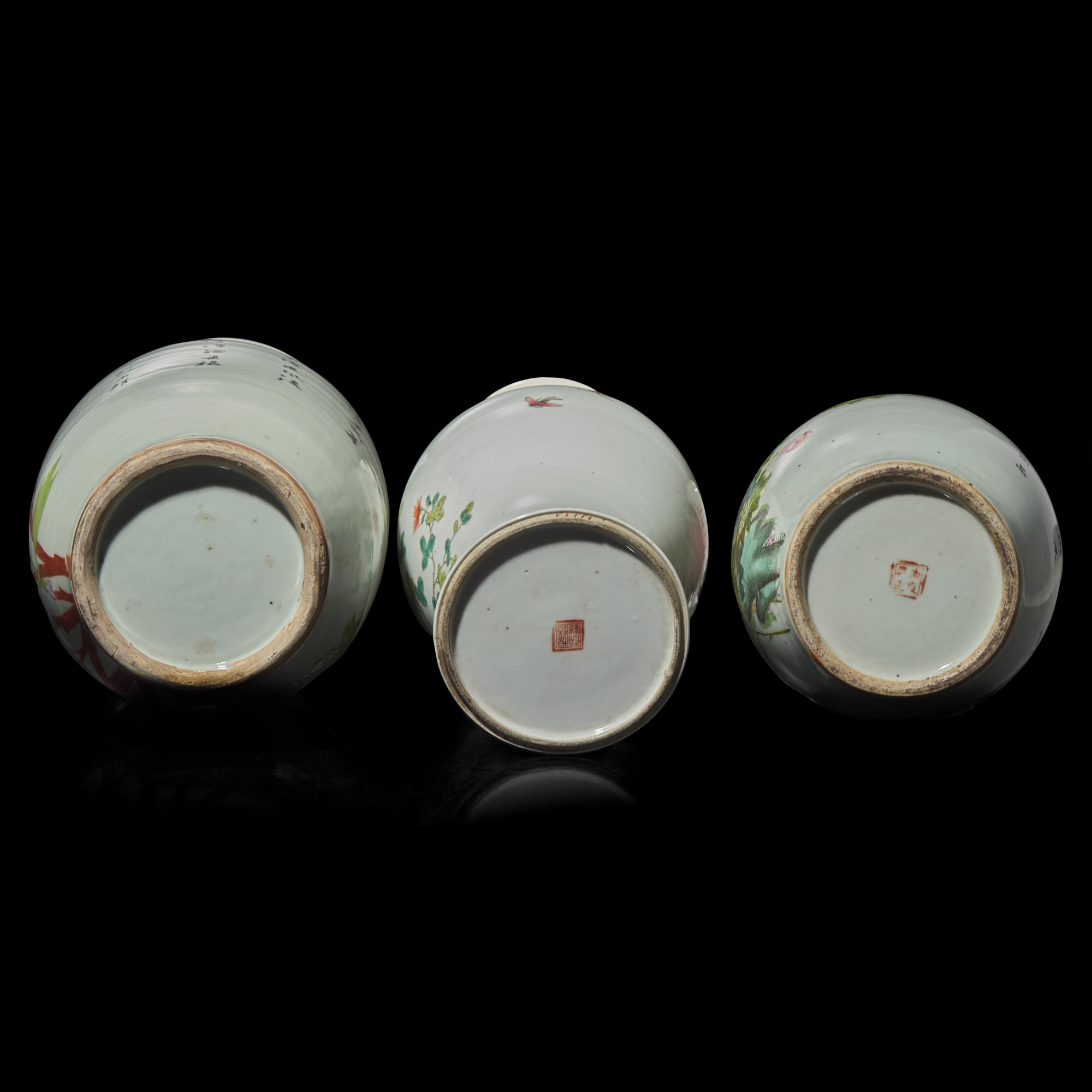 Three Chinese Famille Rose 'Bird and Flower' Vases 粉彩花鳥圖大瓶三件