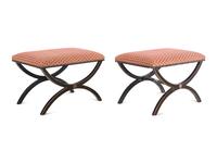 A Pair of Black Painted and Parcel Gilt Curule Benches
