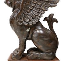 A Cast Composition Console Table with Lion Supports