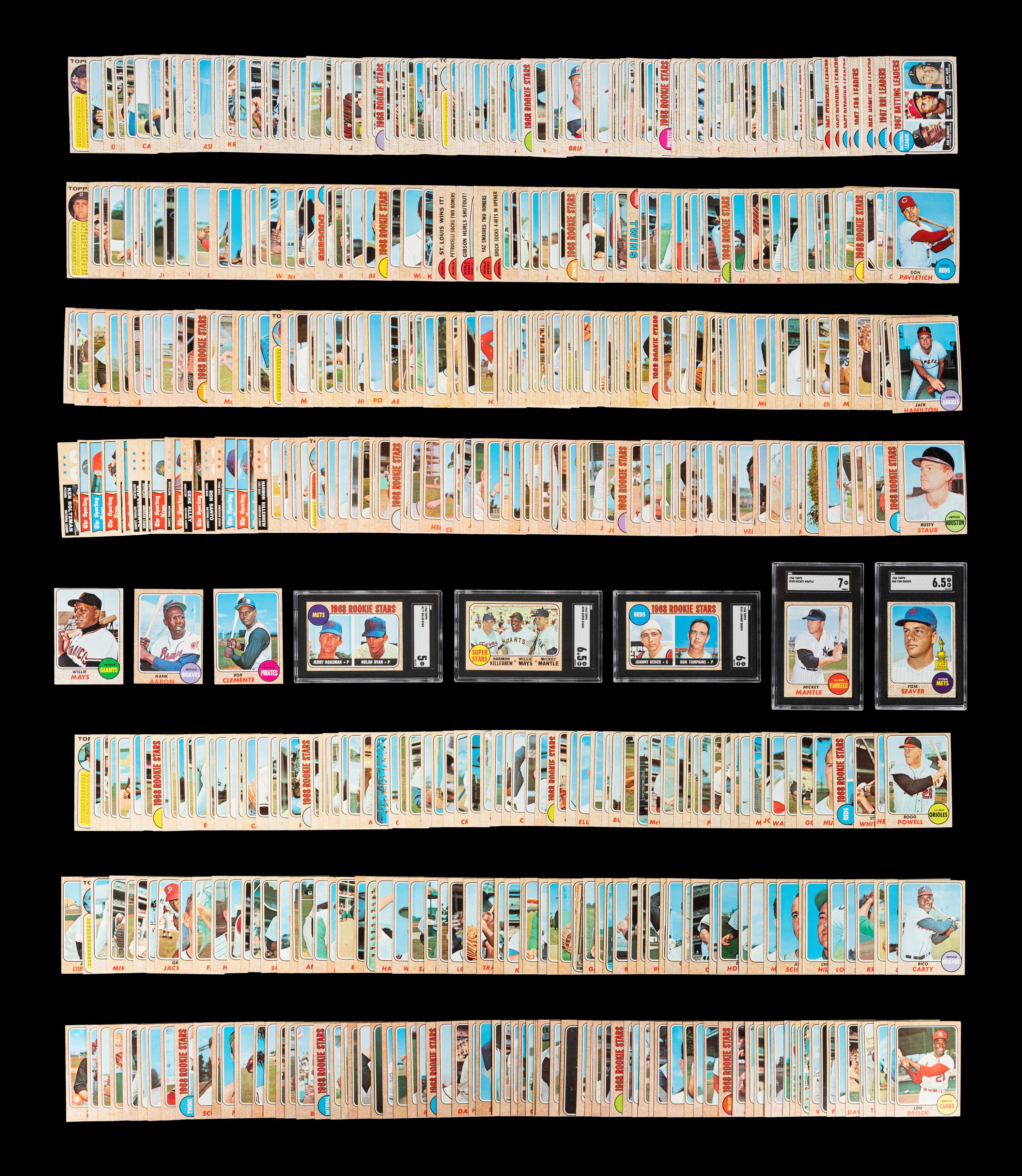 A Complete Set of 1968 Topps Baseball Cards (598/598) Including Graded Nolan Ryan and Johnny Bench Rookie Cards,