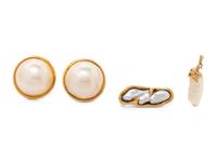 A Collection of Yellow Gold and Cultured Pearl Jewelry,