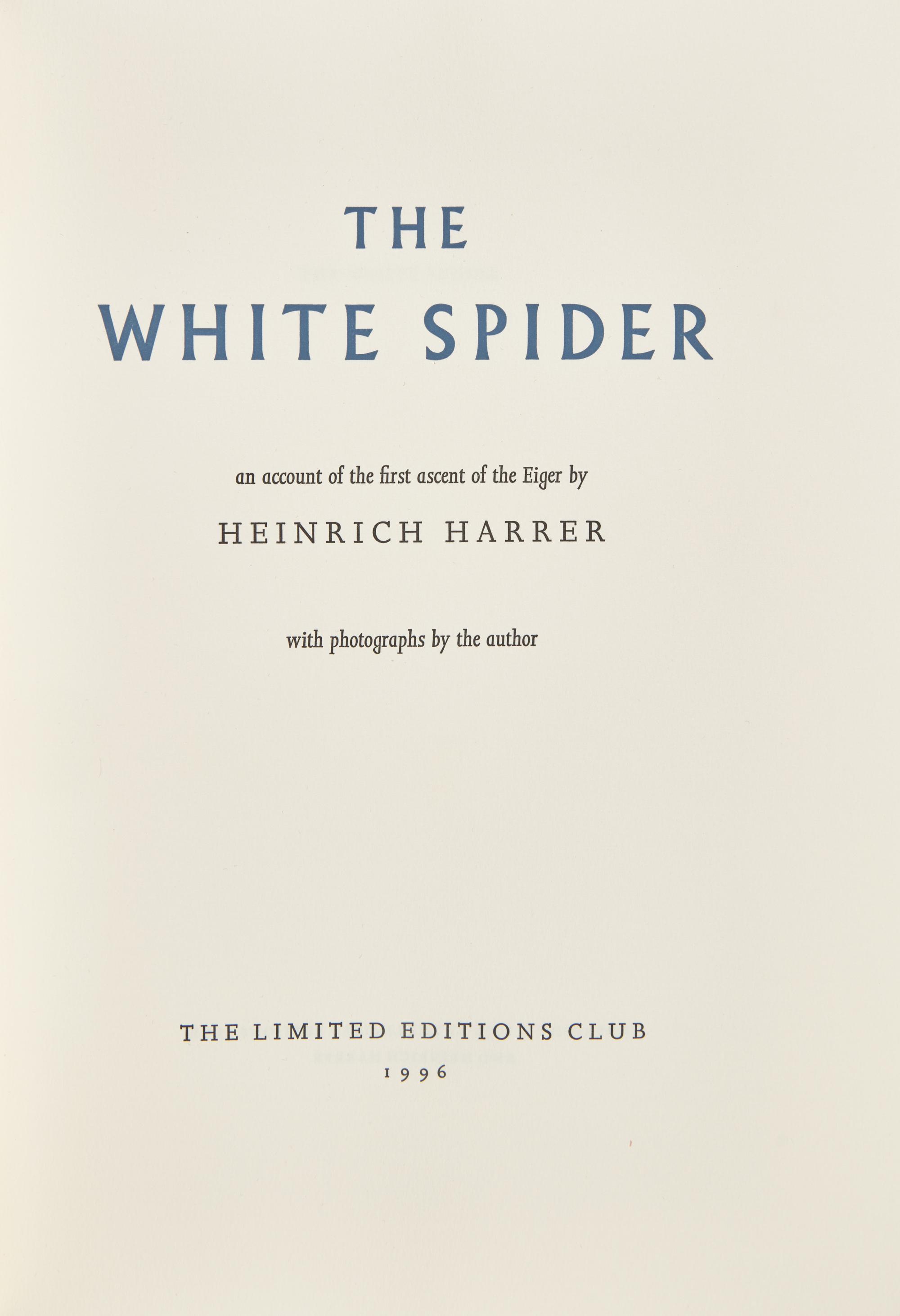 [LIMITED EDITIONS CLUB]. HARRER, Heinrich (1912-2006). The White Spider. [New York:] The Limited Editions Club, 1996.
