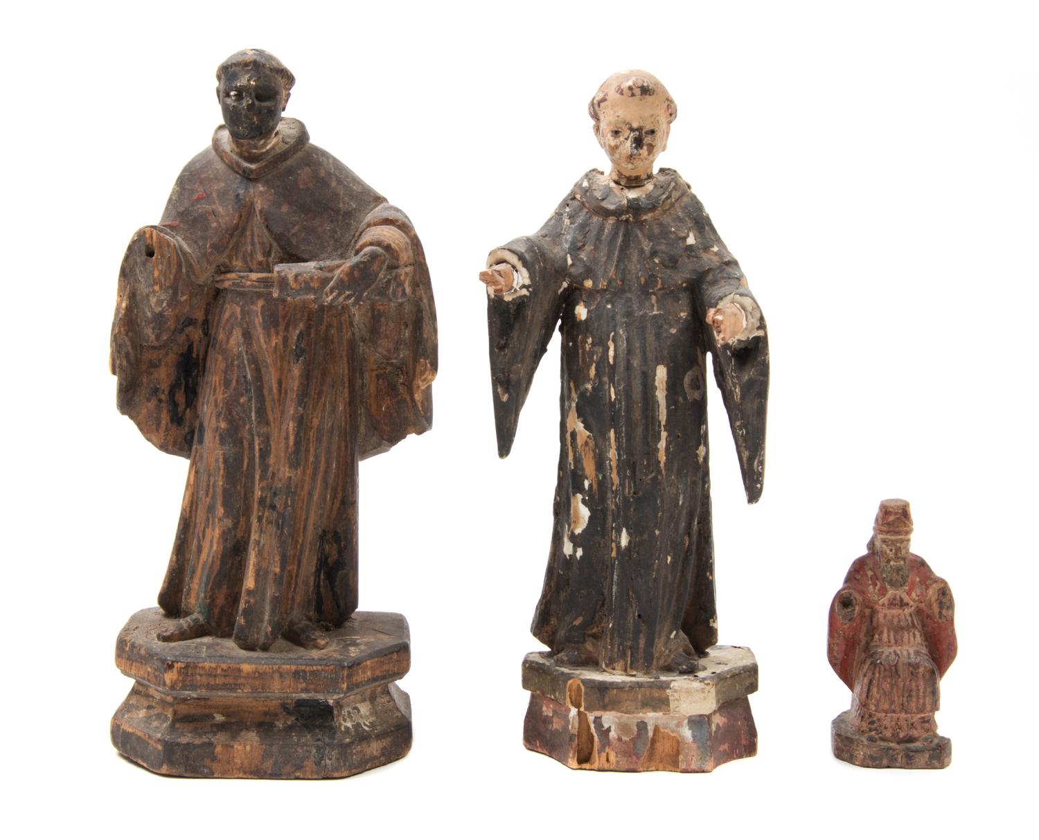 Three Carved Wood Santos Figures — 18TH/19TH CENTURY