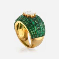 An Emerald, Diamond, and Gold Ring