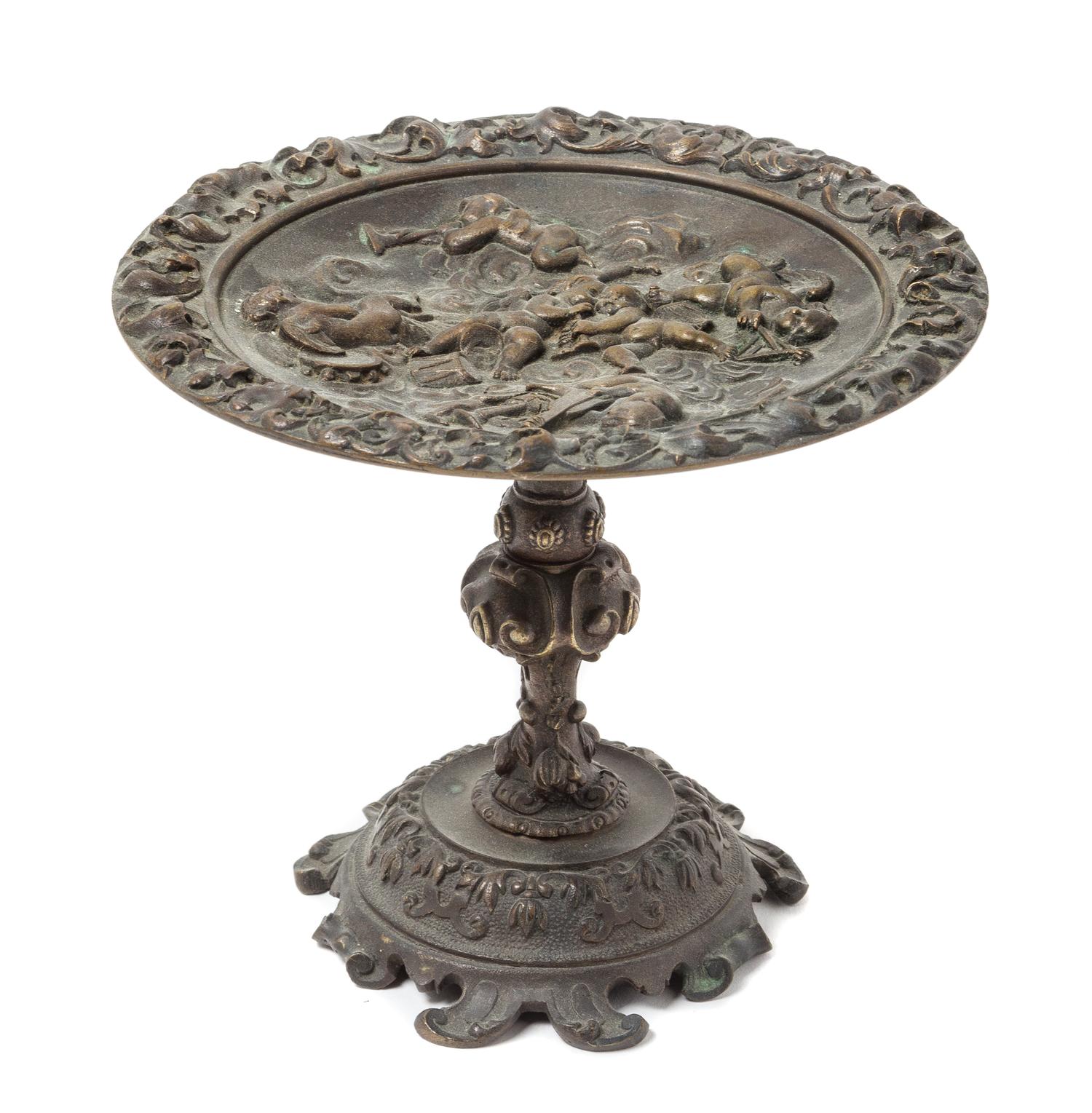 A Continental Bronze Tazza Height 5 1/2 x diameter 6 3/8 inches.