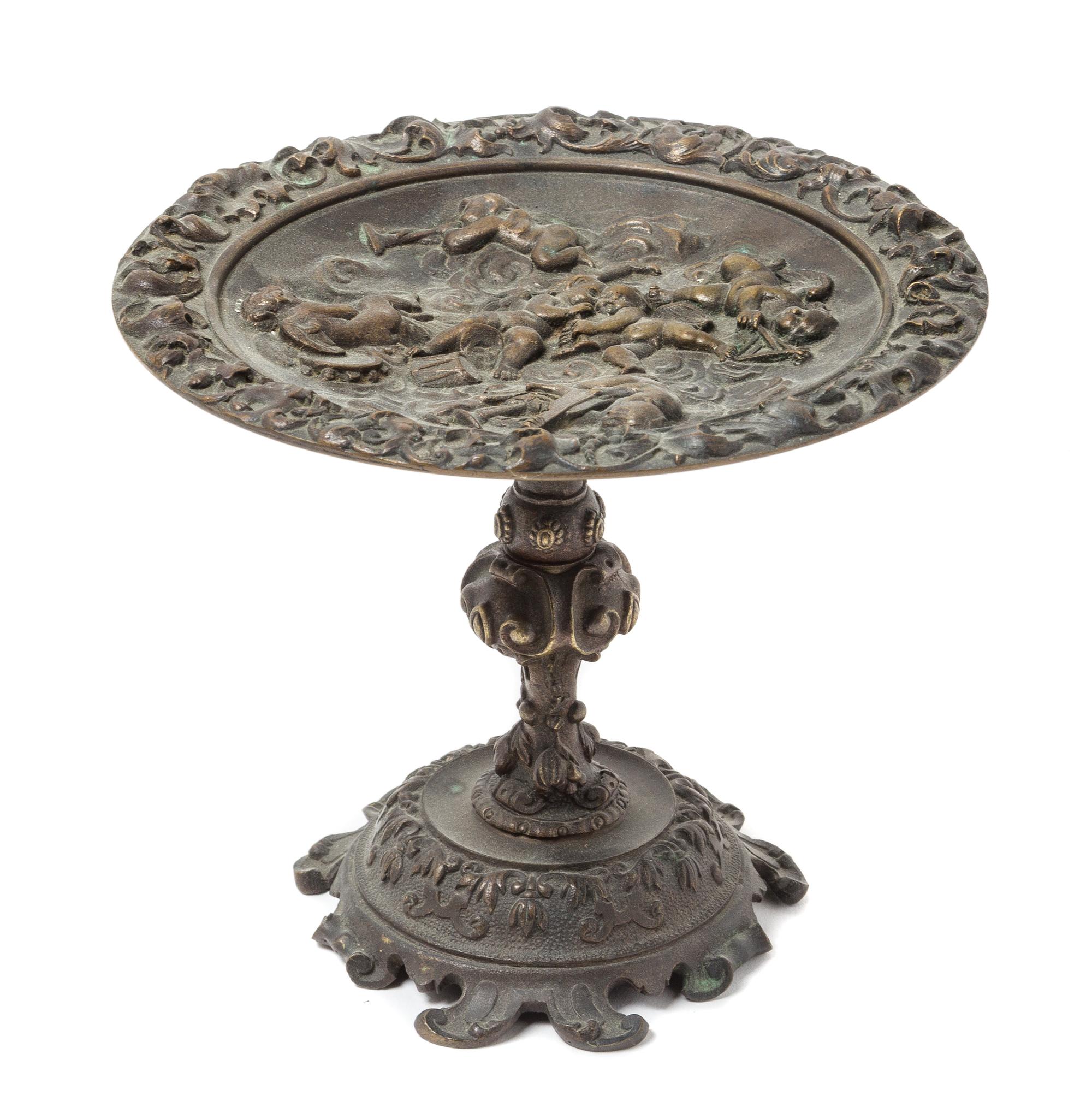A Continental Bronze Tazza Height 5 1/2 x diameter 6 3/8 inches.