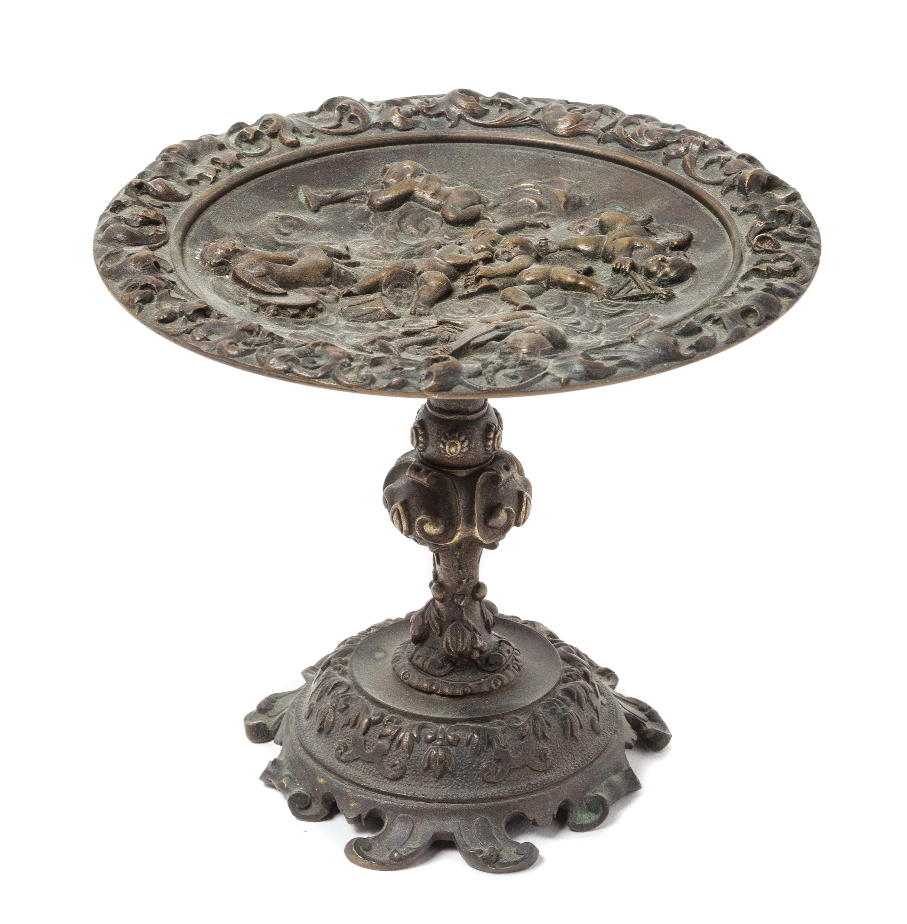 A Continental Bronze Tazza Height 5 1/2 x diameter 6 3/8 inches.