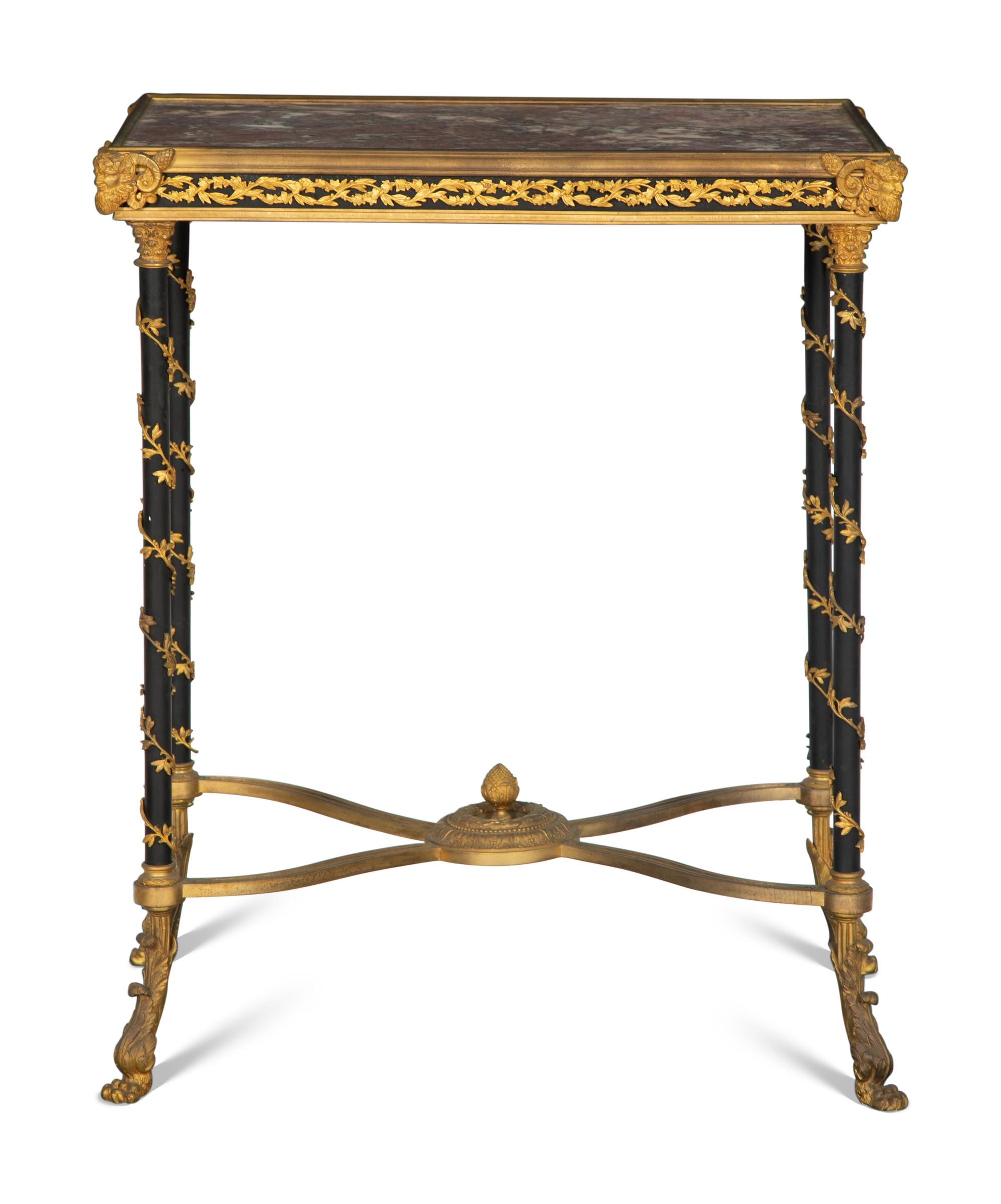 A French Gilt Bronze Mounted Ebonized Side Table