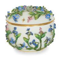 A Meissen Porcelain Covered Bowl with Periwinkle Flowers