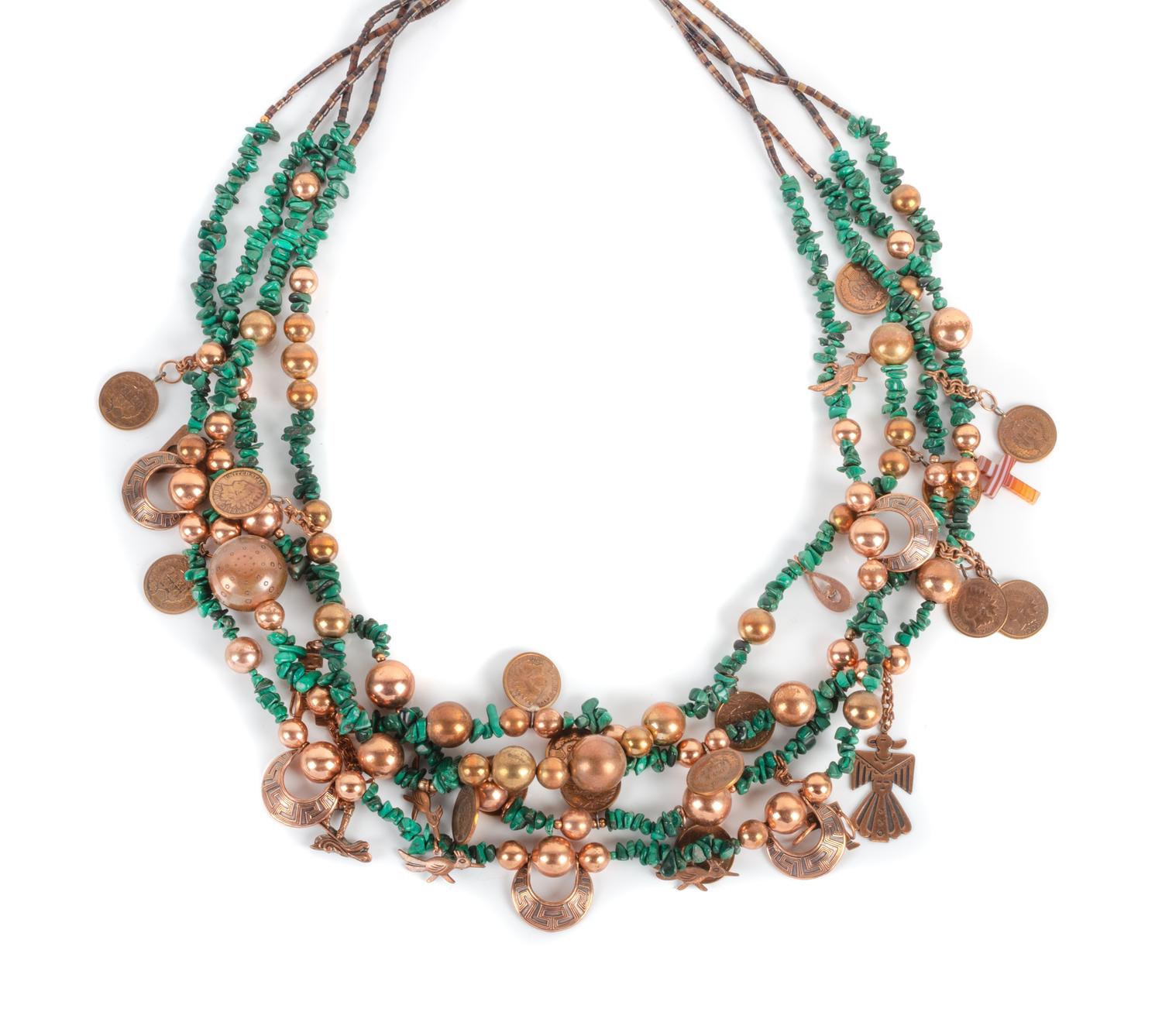 Southwestern Style Four Strand Charm Necklaces Length 30 inches