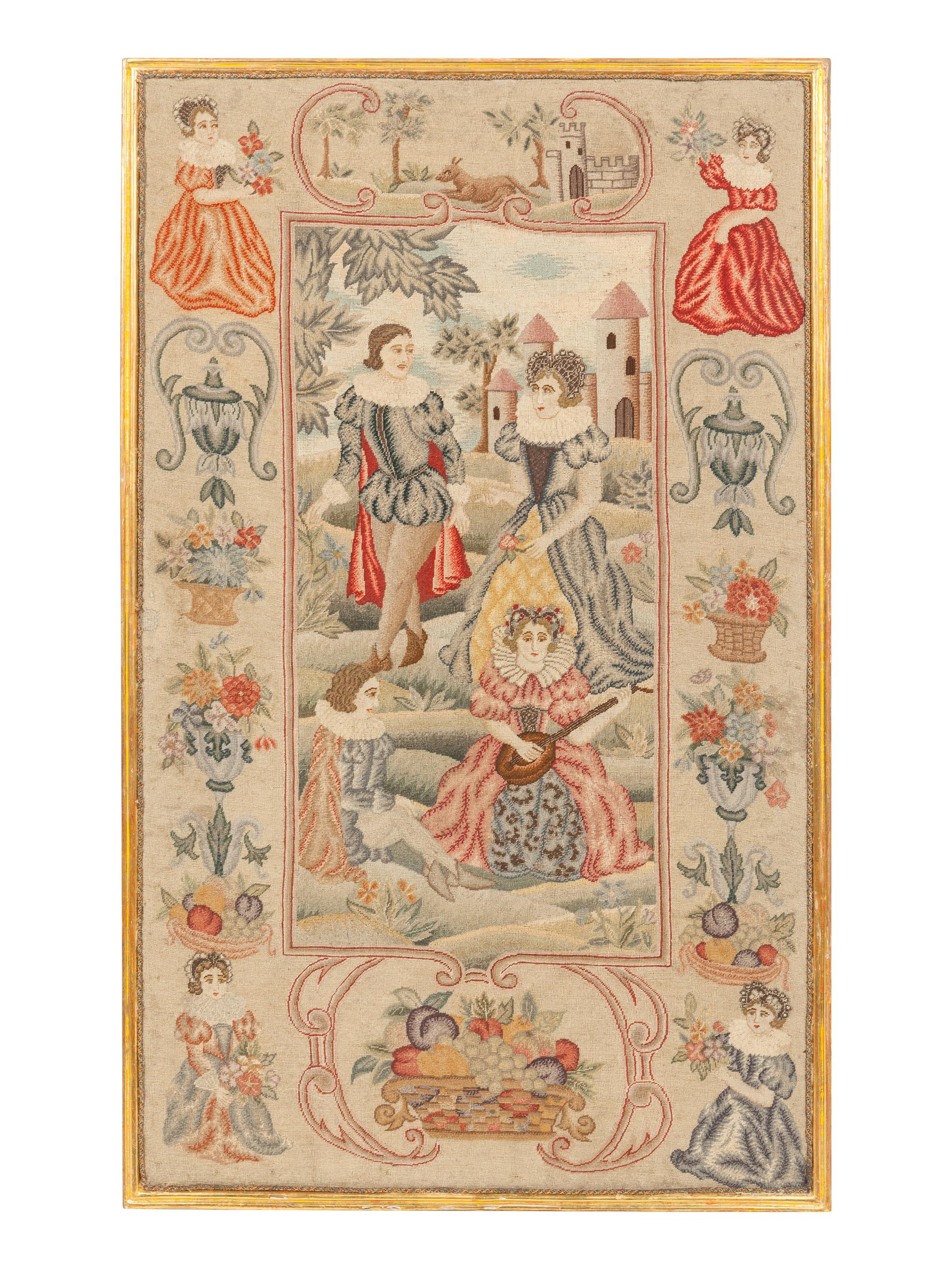 Two Charles II Style Needlework Panels