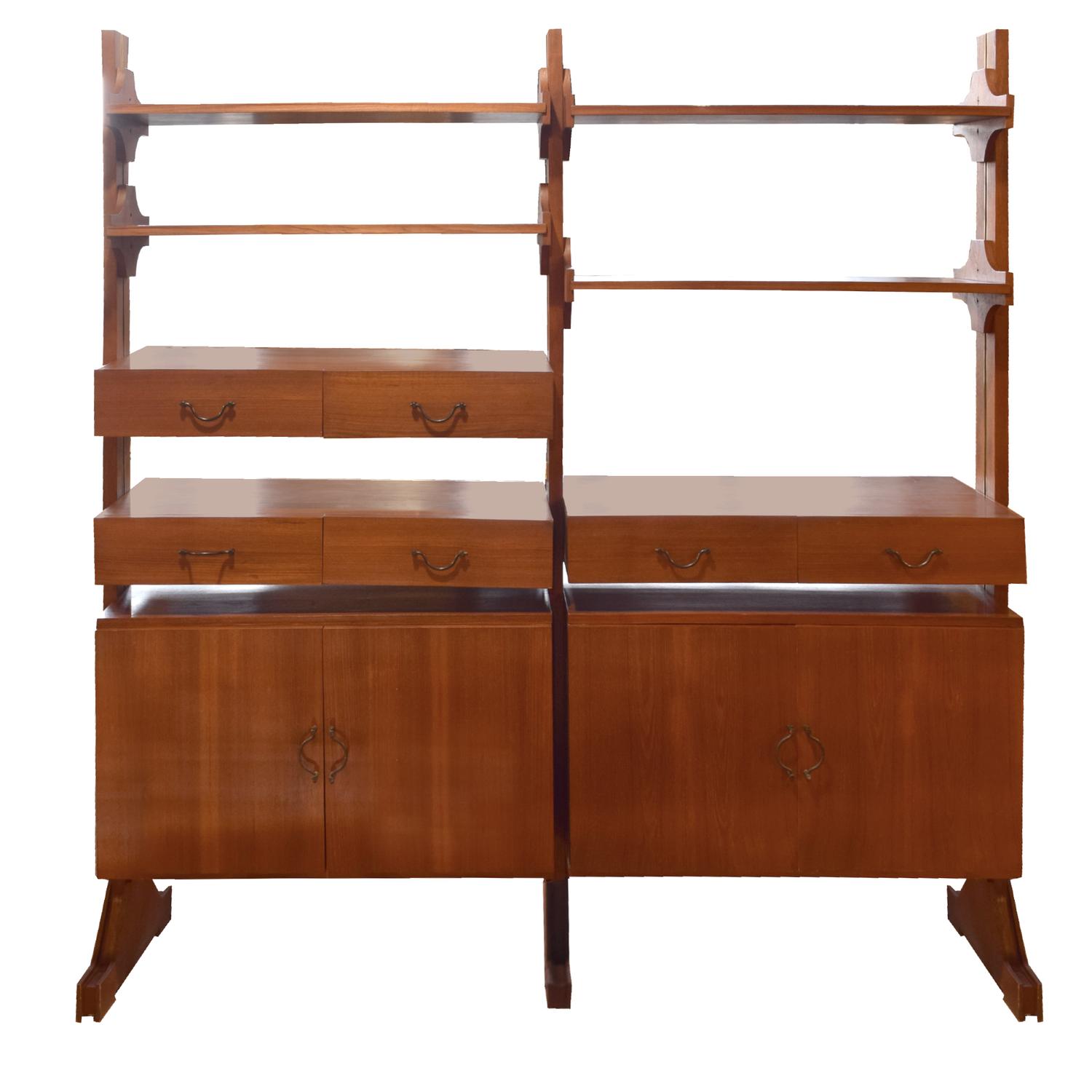 A Mid-Century Shelving Unit 74.5" W each x 16" D x 81" H — Italy, Mid-20th Century