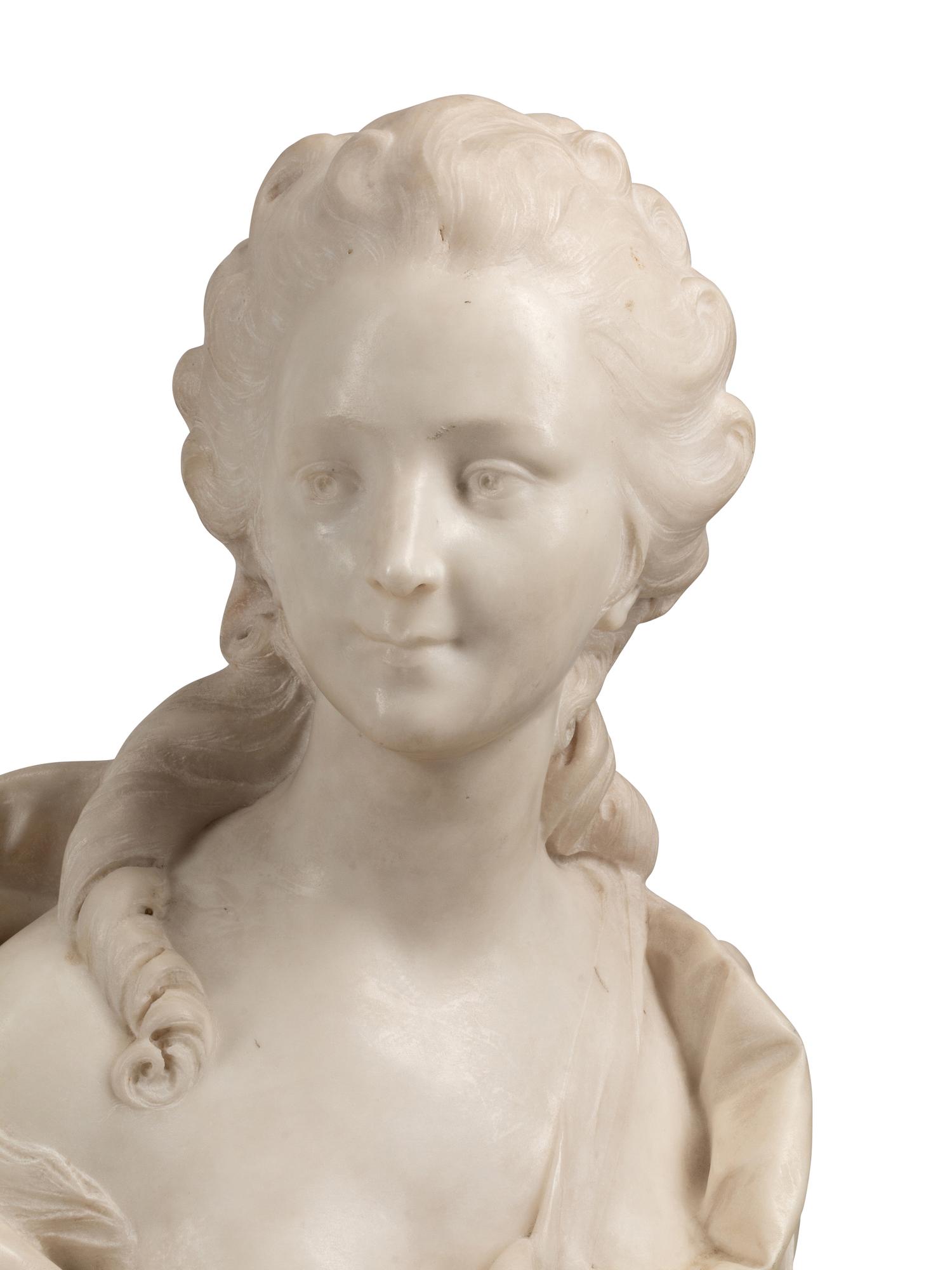 A French White Marble Bust of a Lady