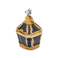 A George III Gold-Mounted Agate and Enameled Scent Bottle, Snuff Box and Patch Box