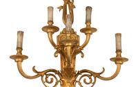 A Pair of Louis XV Style Gilt Bronze Five-Light Sconces
