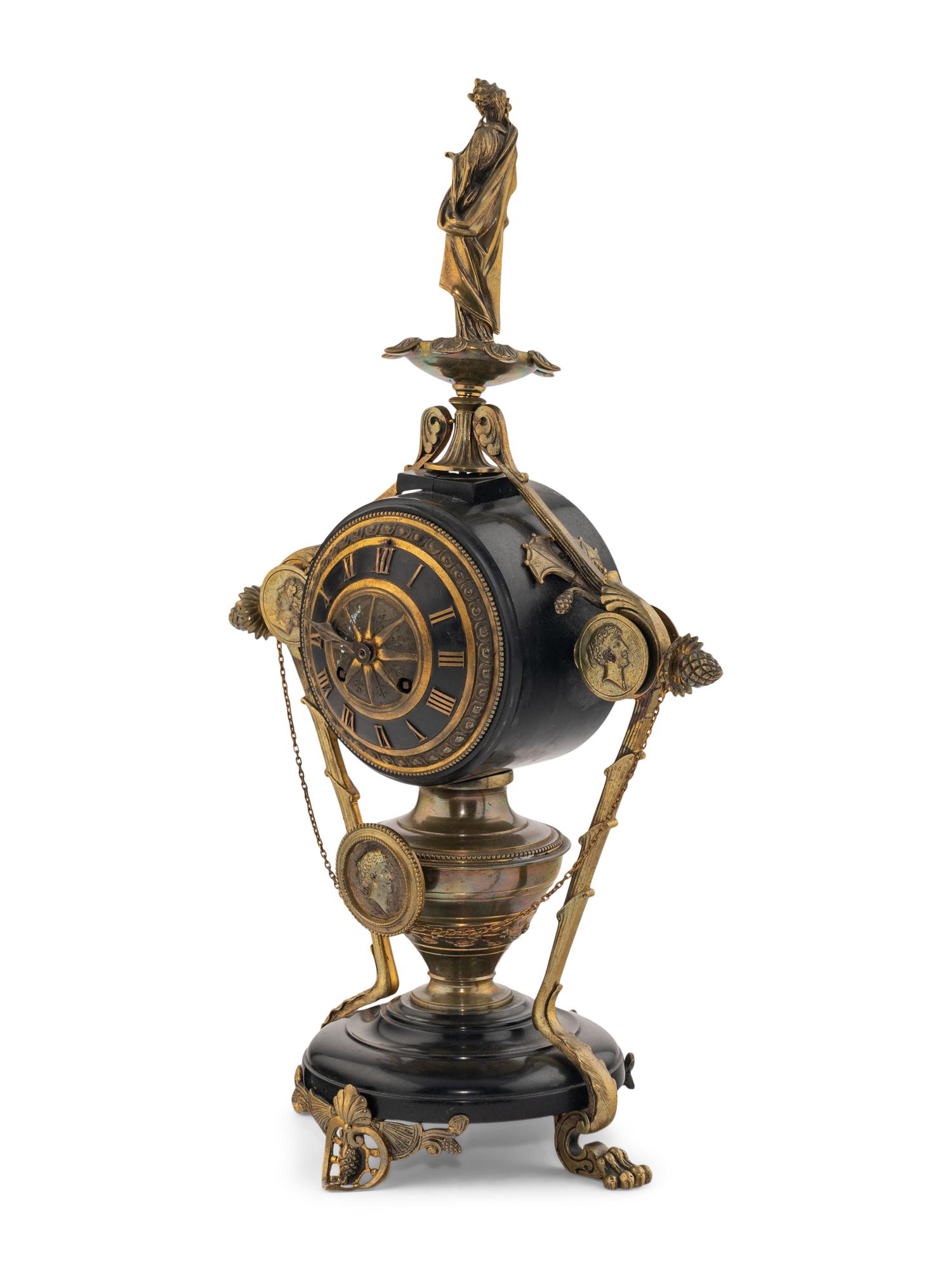 A French Neoclassical Bronze Mantel Clock