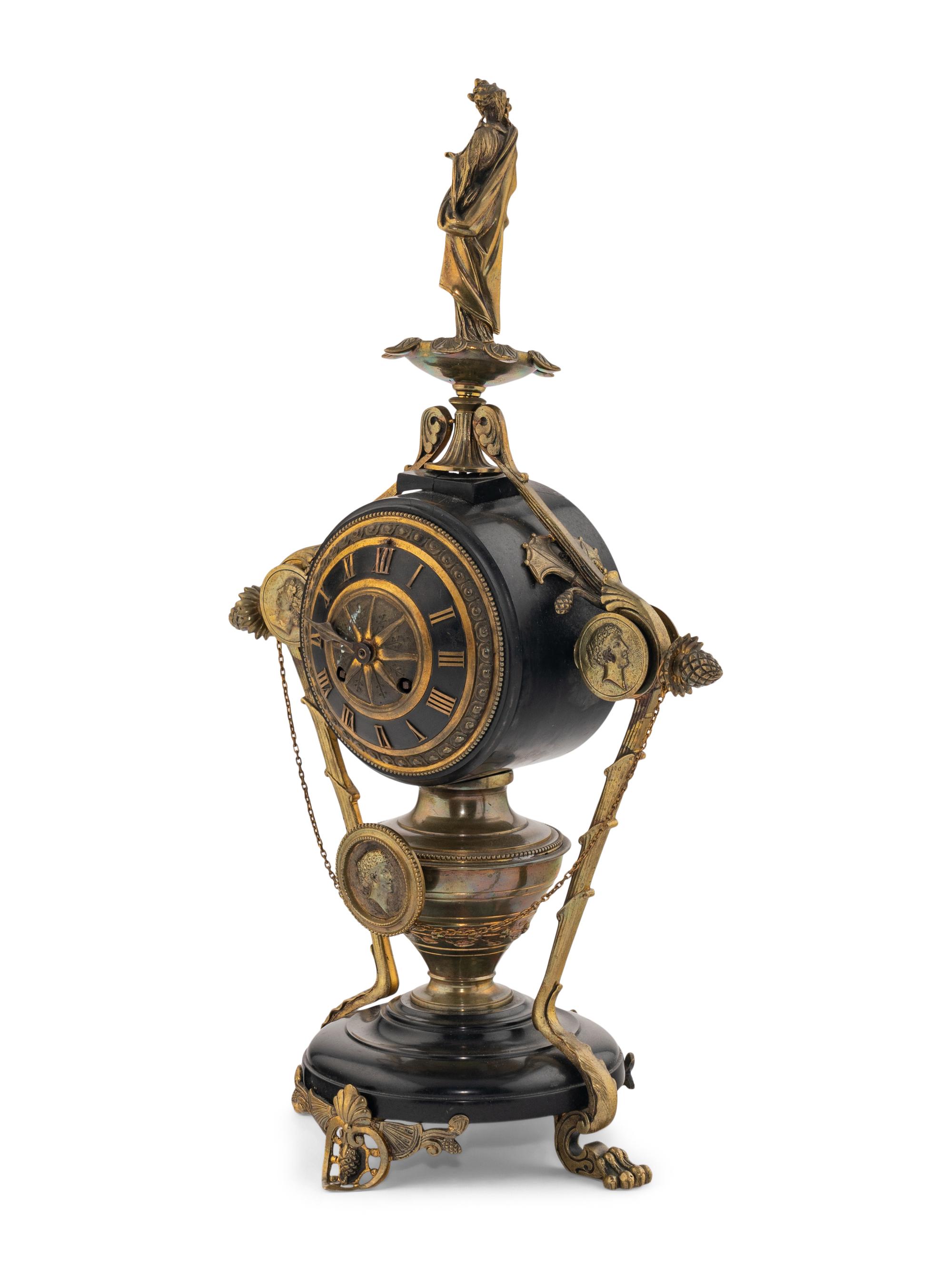 A French Neoclassical Bronze Mantel Clock