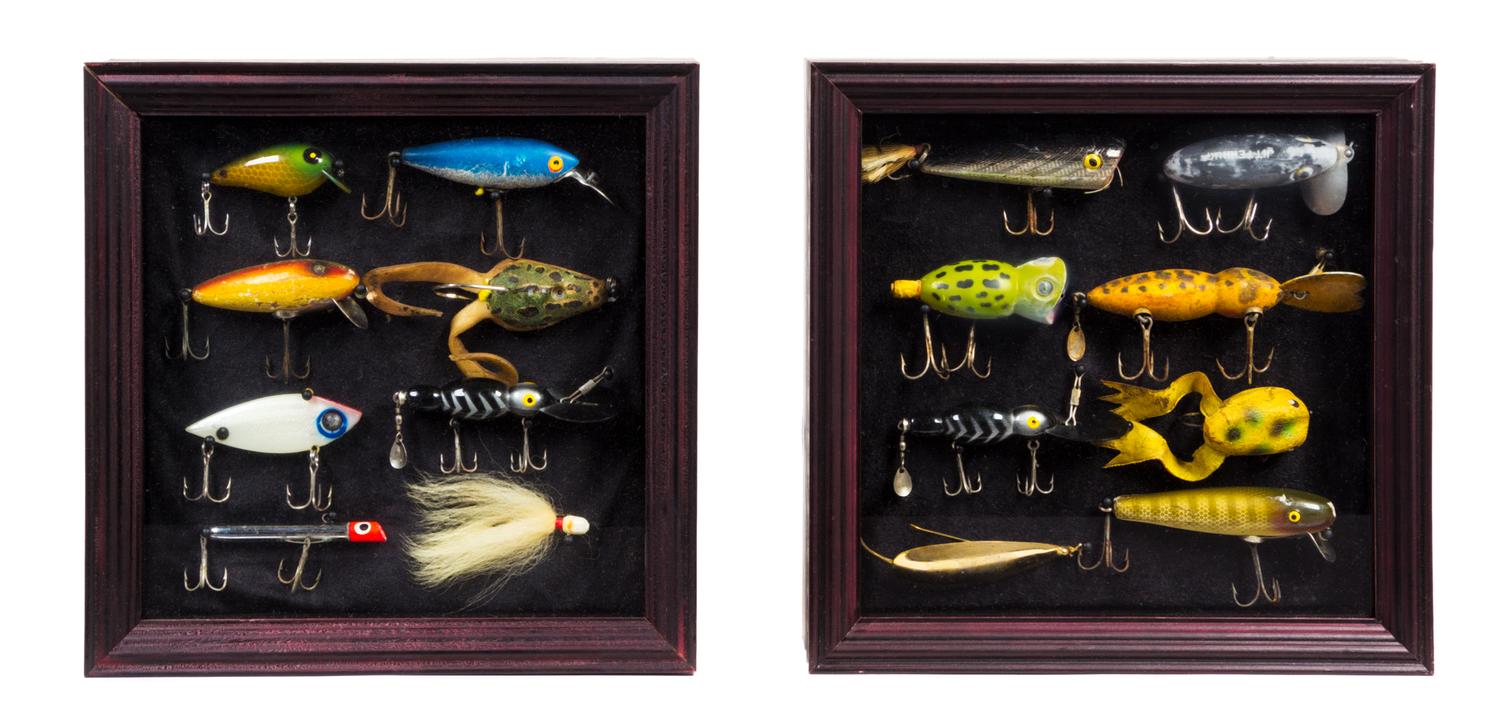 A Group of Decorative Articles Shadow boxes 9 3/8 x 9 3/8 inches.