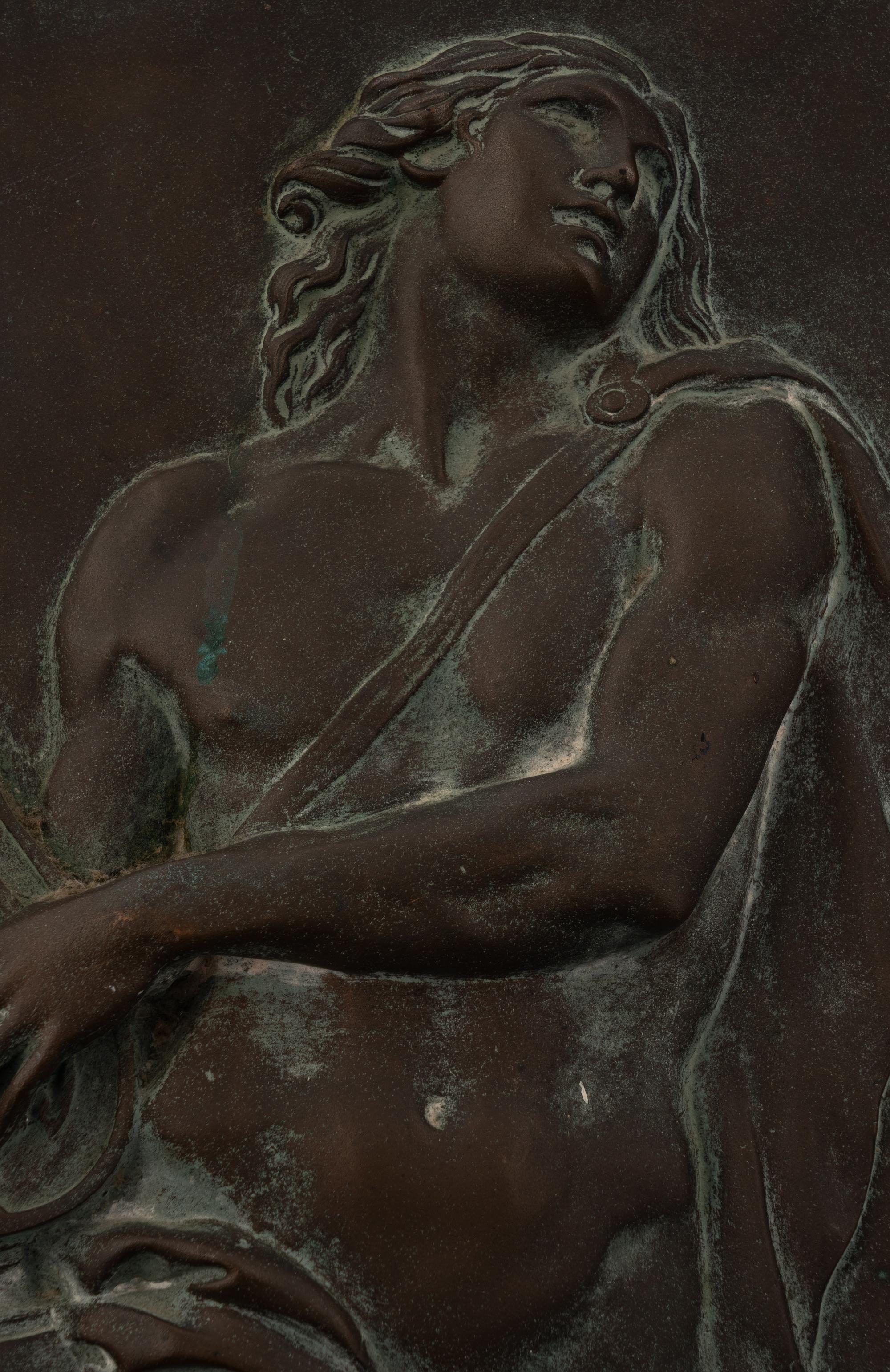 A French Bronze Relief Plaque Depicting Orpheus in Hades