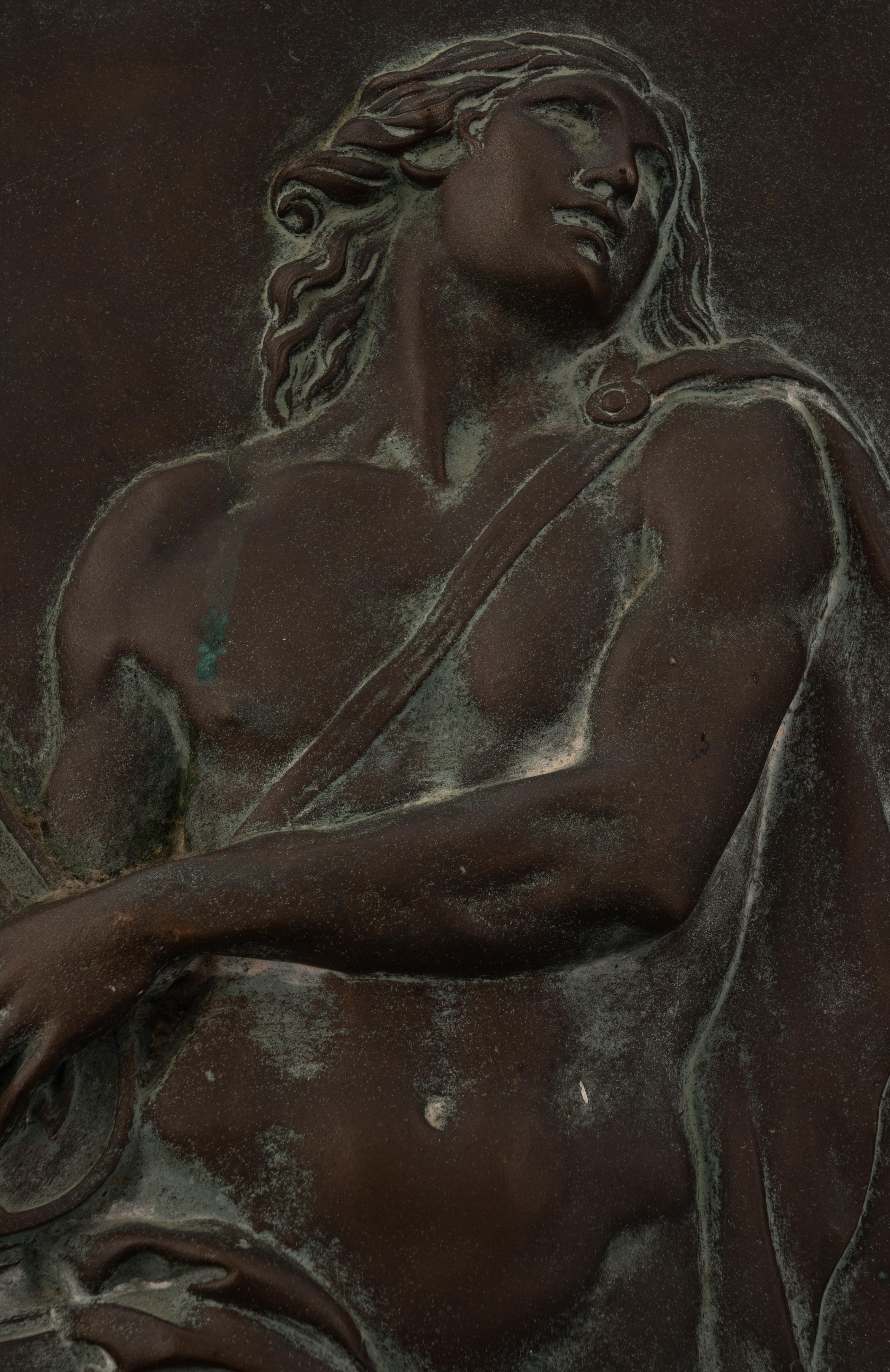 A French Bronze Relief Plaque Depicting Orpheus in Hades